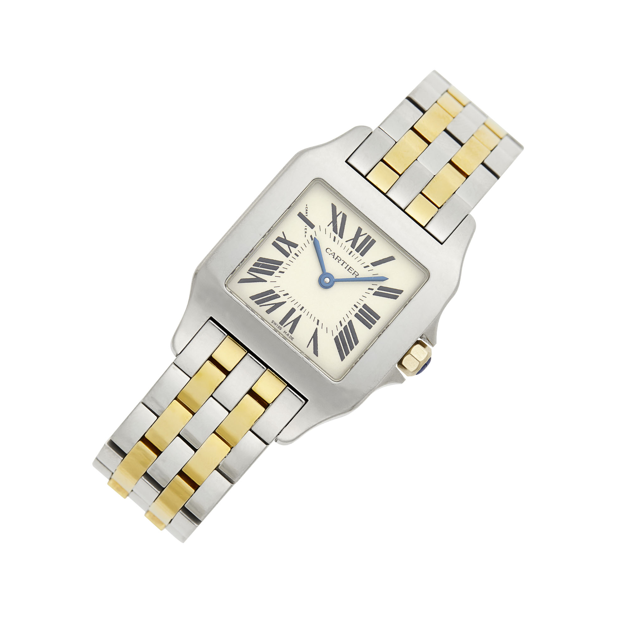 Lot image - Cartier Stainless Steel and Gold Santos Demoiselle Wristwatch