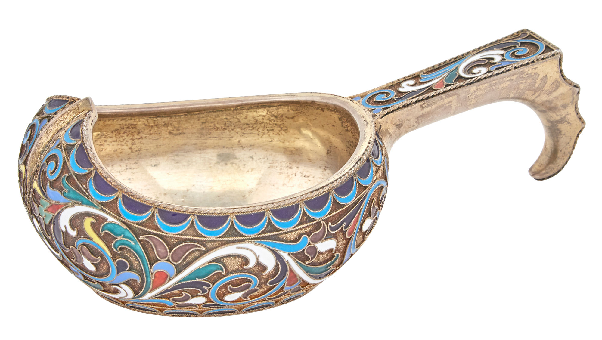 Lot image - Russian Silver-Gilt and Cloisonné Enamel Kovsh