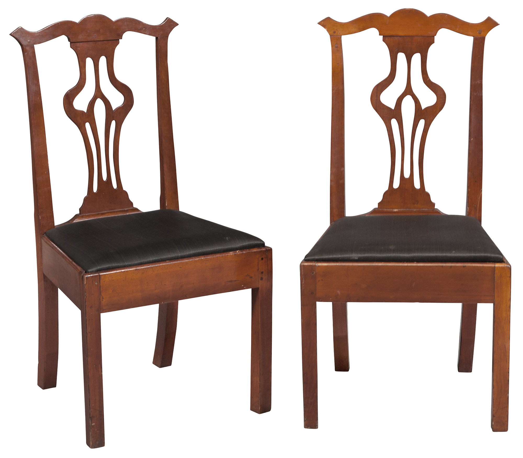 Lot image - Pair of Chippendale Cherry Side Chairs