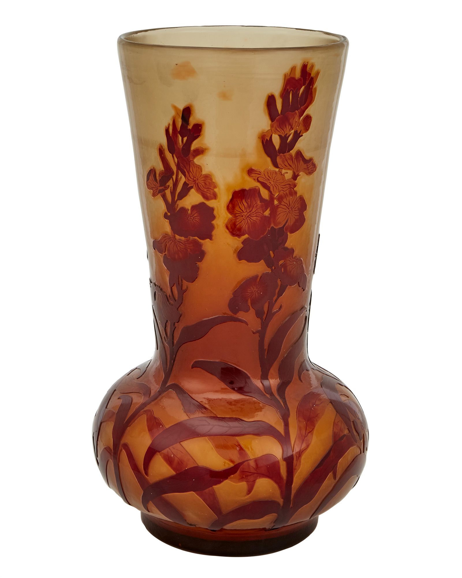 Lot image - Gallé Acid-Etched and Fire Polished Cameo Glass Vase
