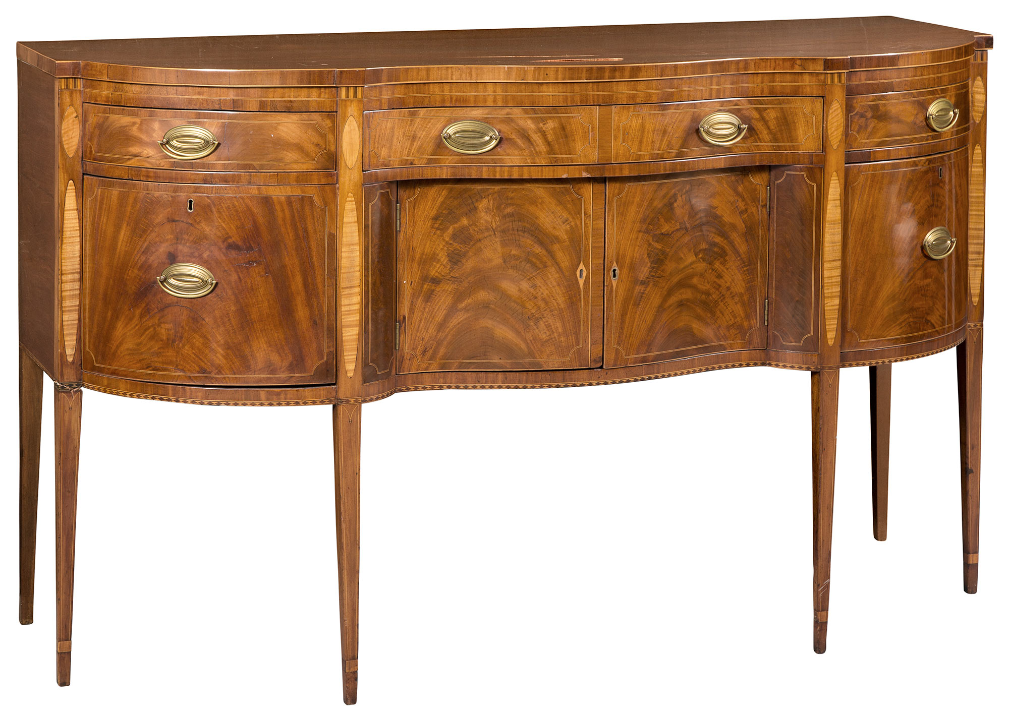 Lot image - Federal Inlaid Mahogany Serpentine Sideboard