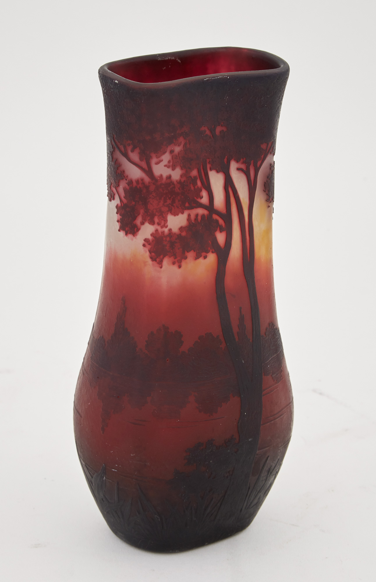 Lot image - Daum Frères Acid-Etched Cameo Glass Vase