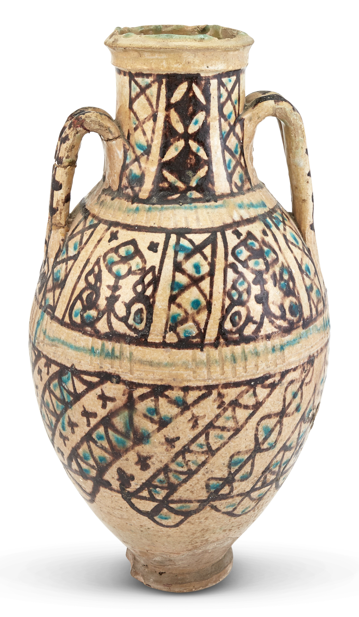 Lot image - A Glazed Earthenware Amphora
