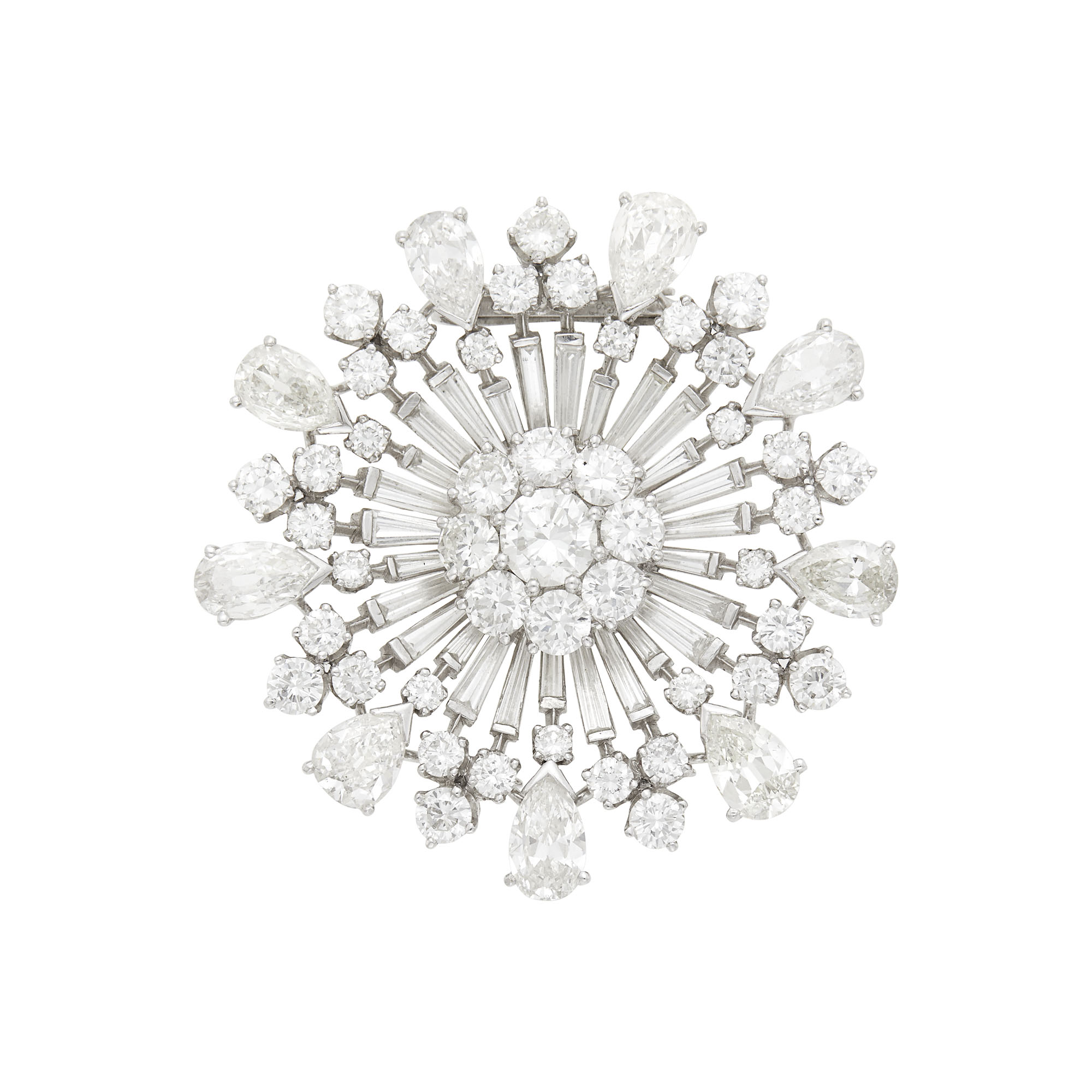 Lot image - Platinum and Diamond Clip-Brooch