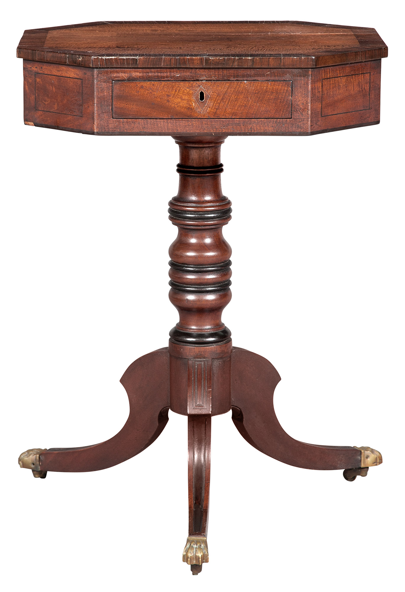 Lot image - Regency Part-Ebonized Rosewood Banded Mahogany Work Table
