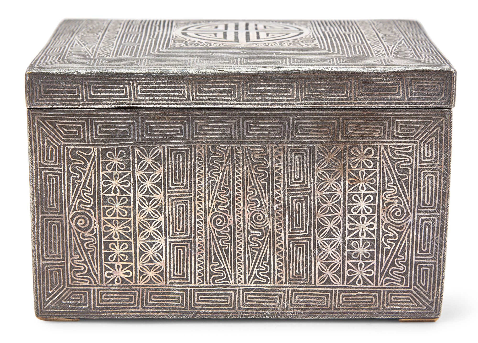 Lot image - A Korean Silver-Inlaid Iron Box