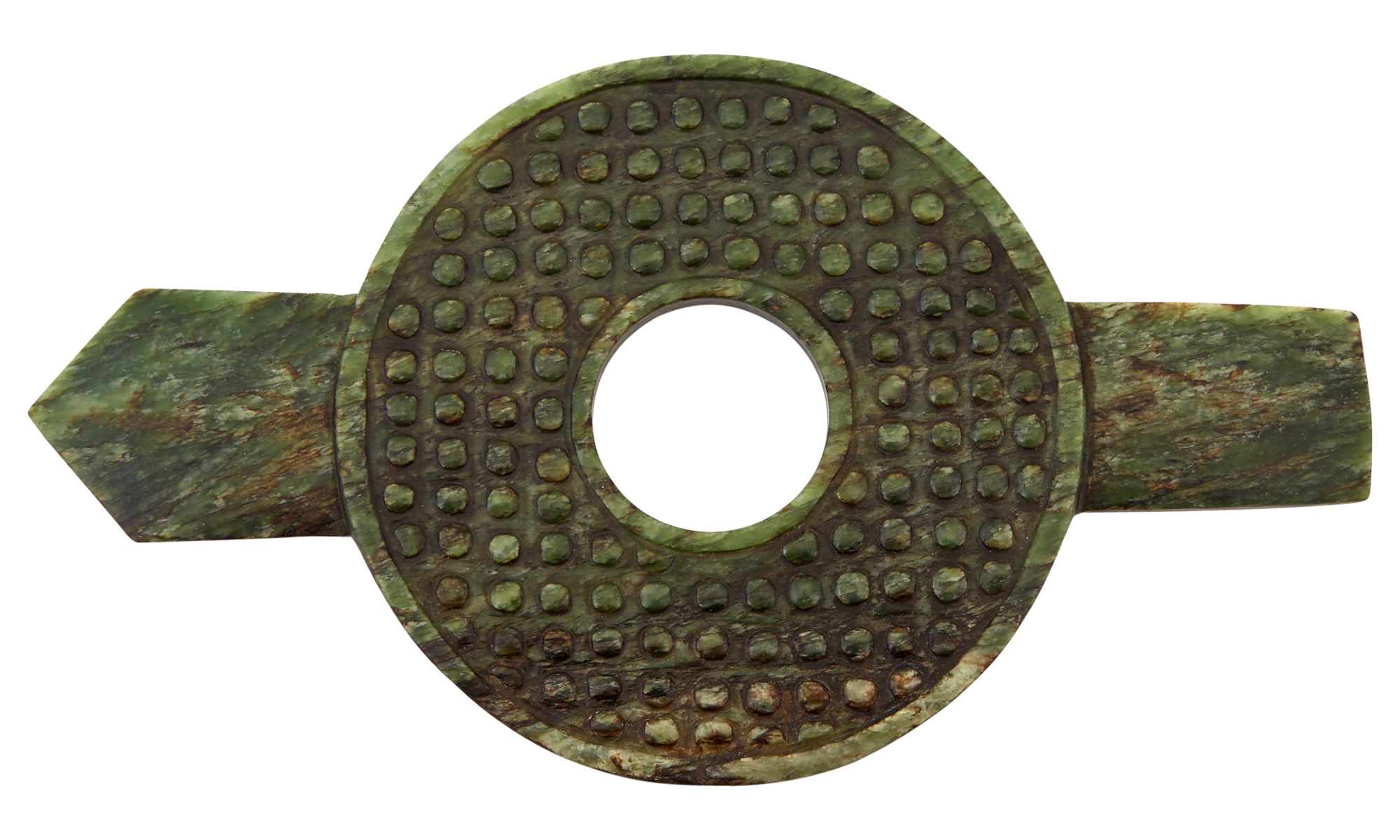 Lot image - A Chinese Green Jade Bi Disc