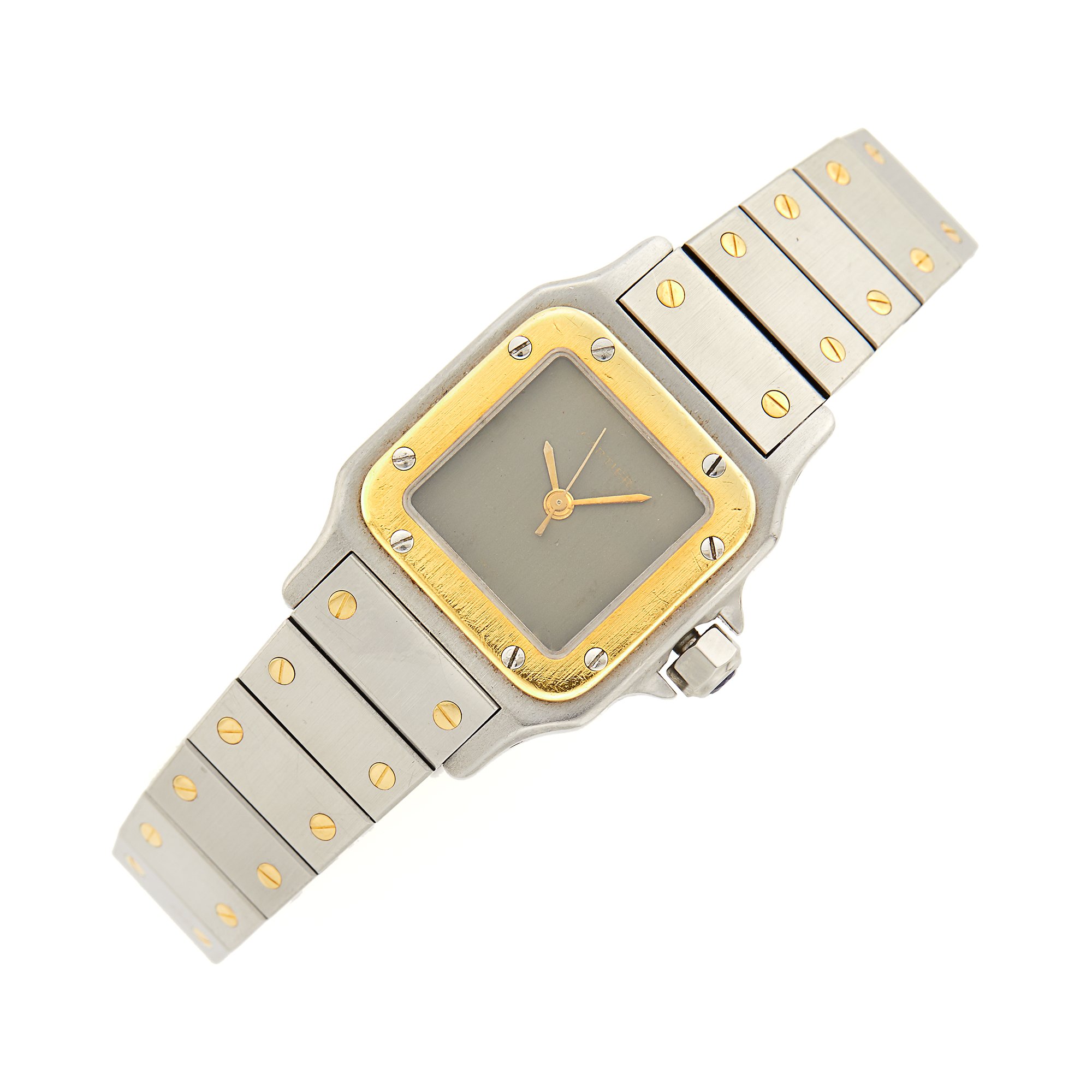 Lot image - Cartier Stainless Steel and Gold Santos Wristwatch