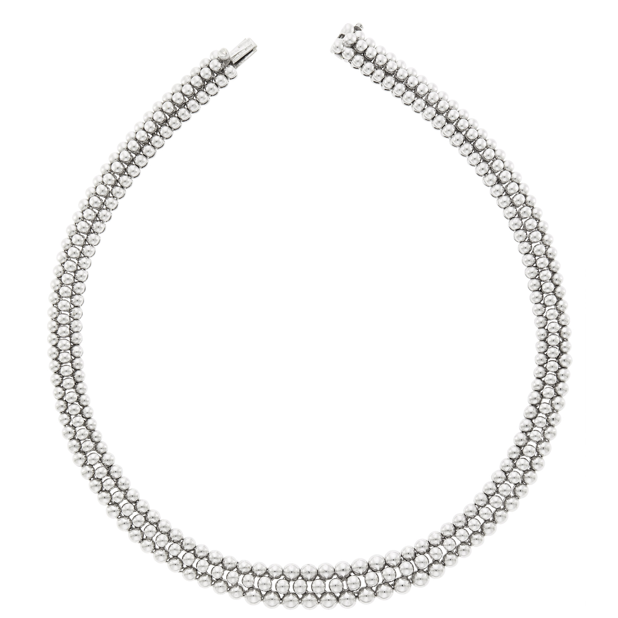 Lot image - Boucheron Three Row White Gold Ball Necklace, France