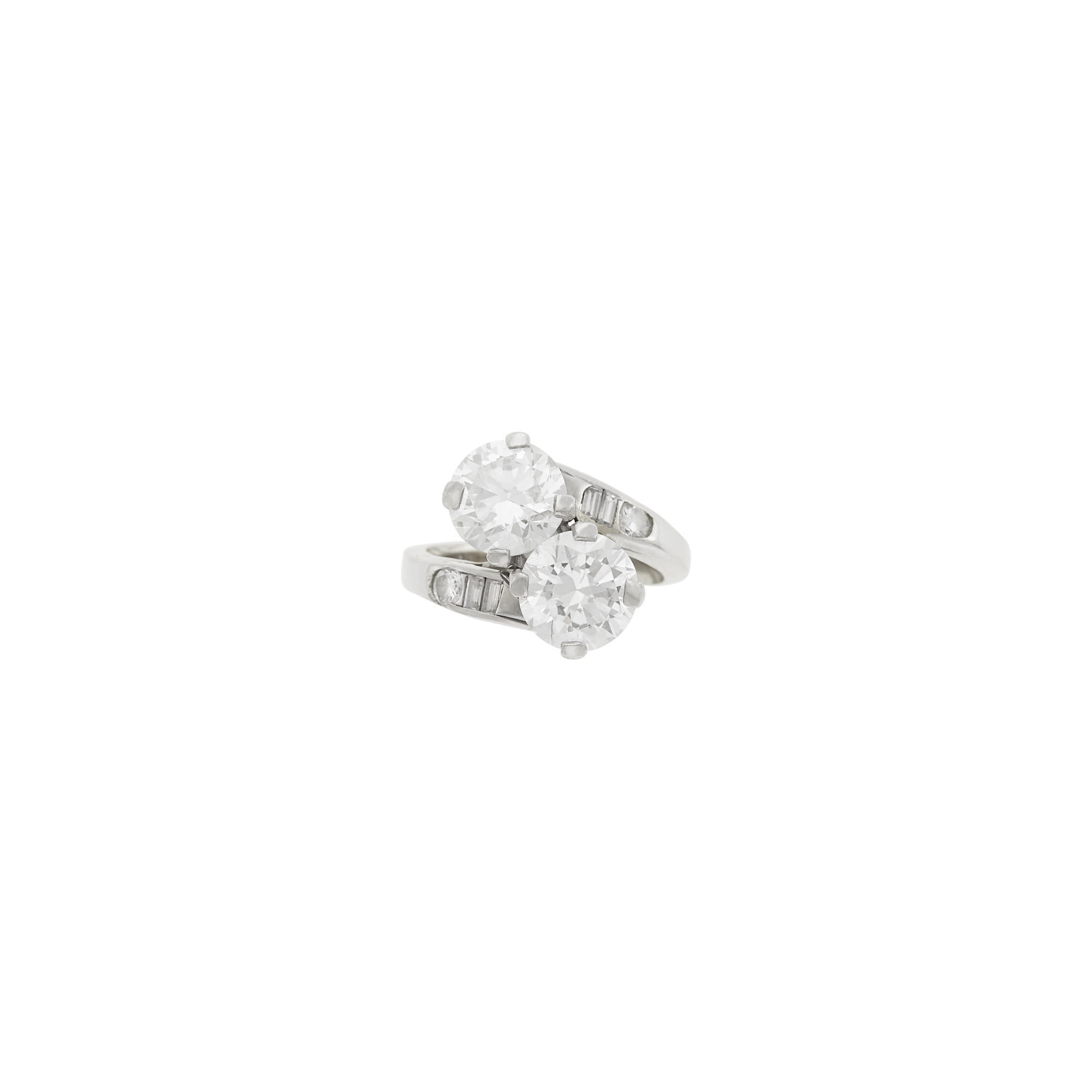 Lot image - Platinum, White Gold and Diamond Crossover Ring