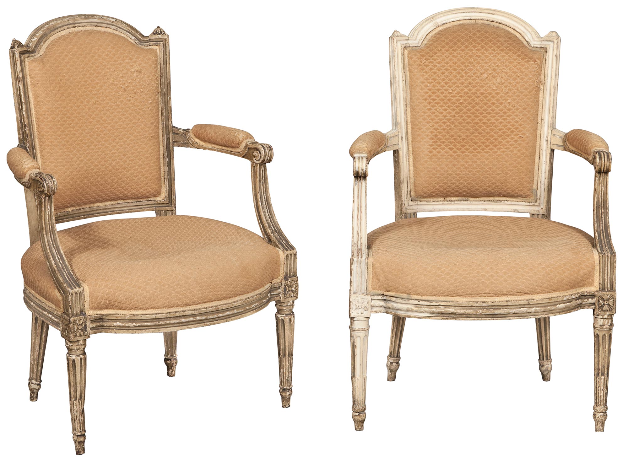 Lot image - Assembled Pair of Louis XVI Painted Fauteuils en Cabriolet