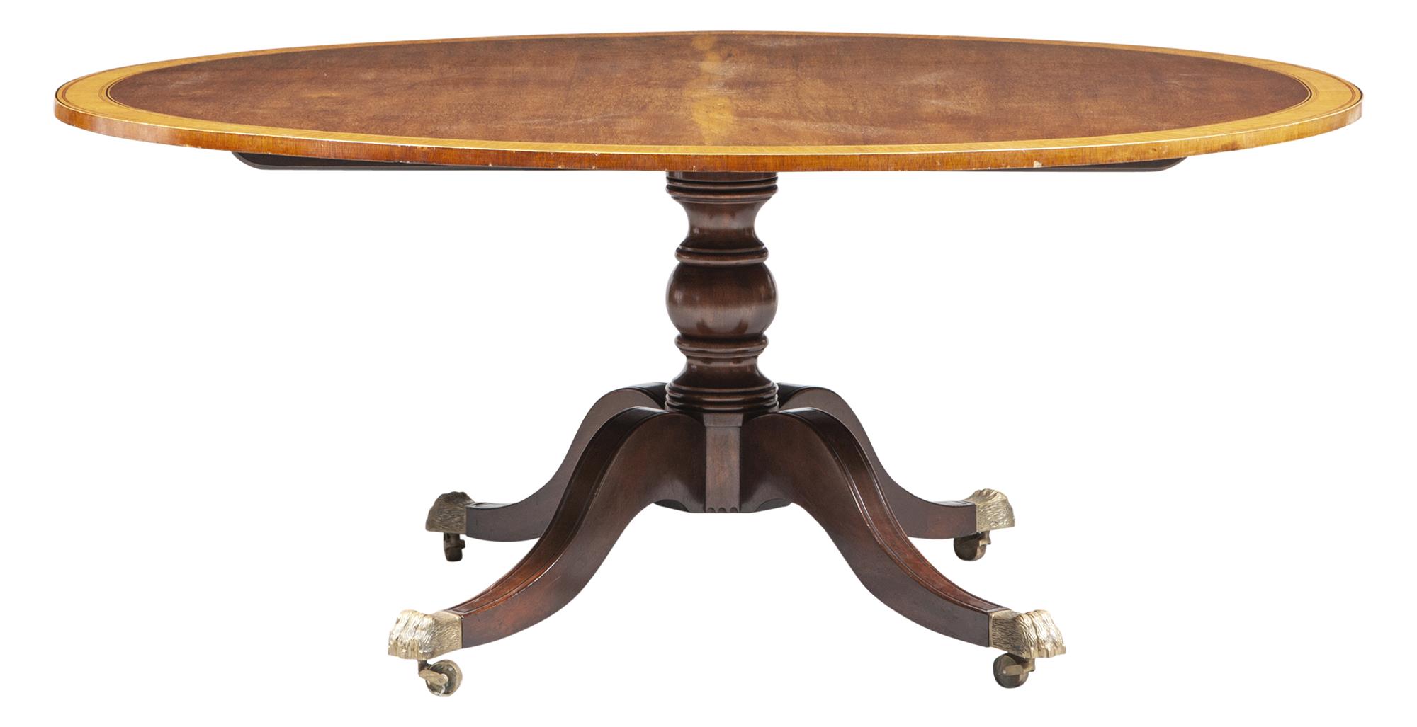Lot image - George III Style Inlaid Mahogany Dining Table