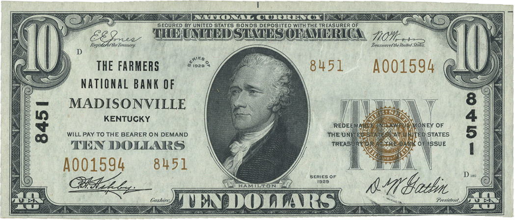 Lot image - United States 1929 National $10 Note Charter 8451