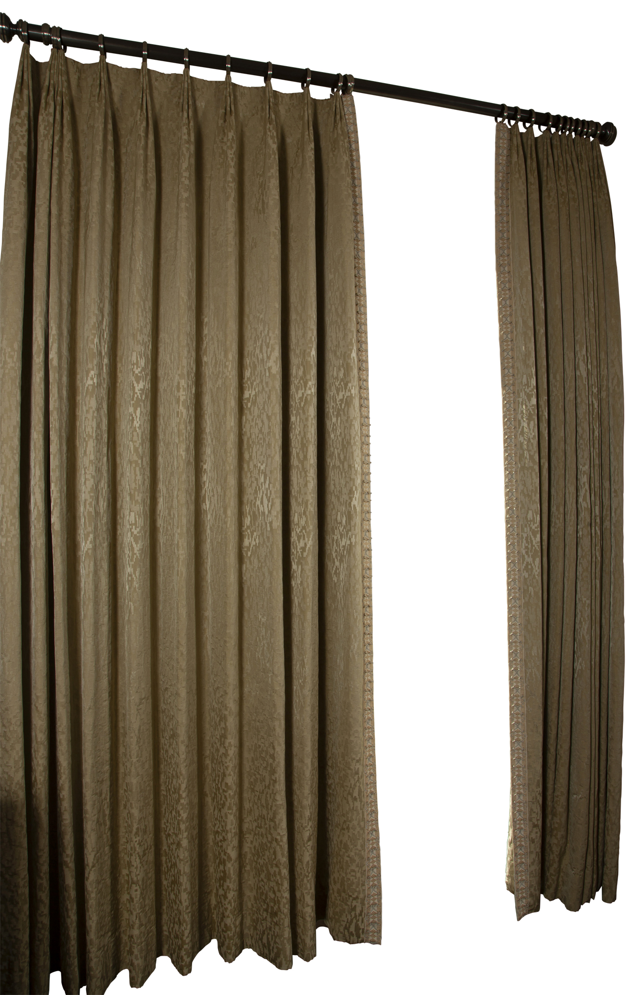 Lot image - Five Pairs of Double-Flannel Lined Silk Curtains