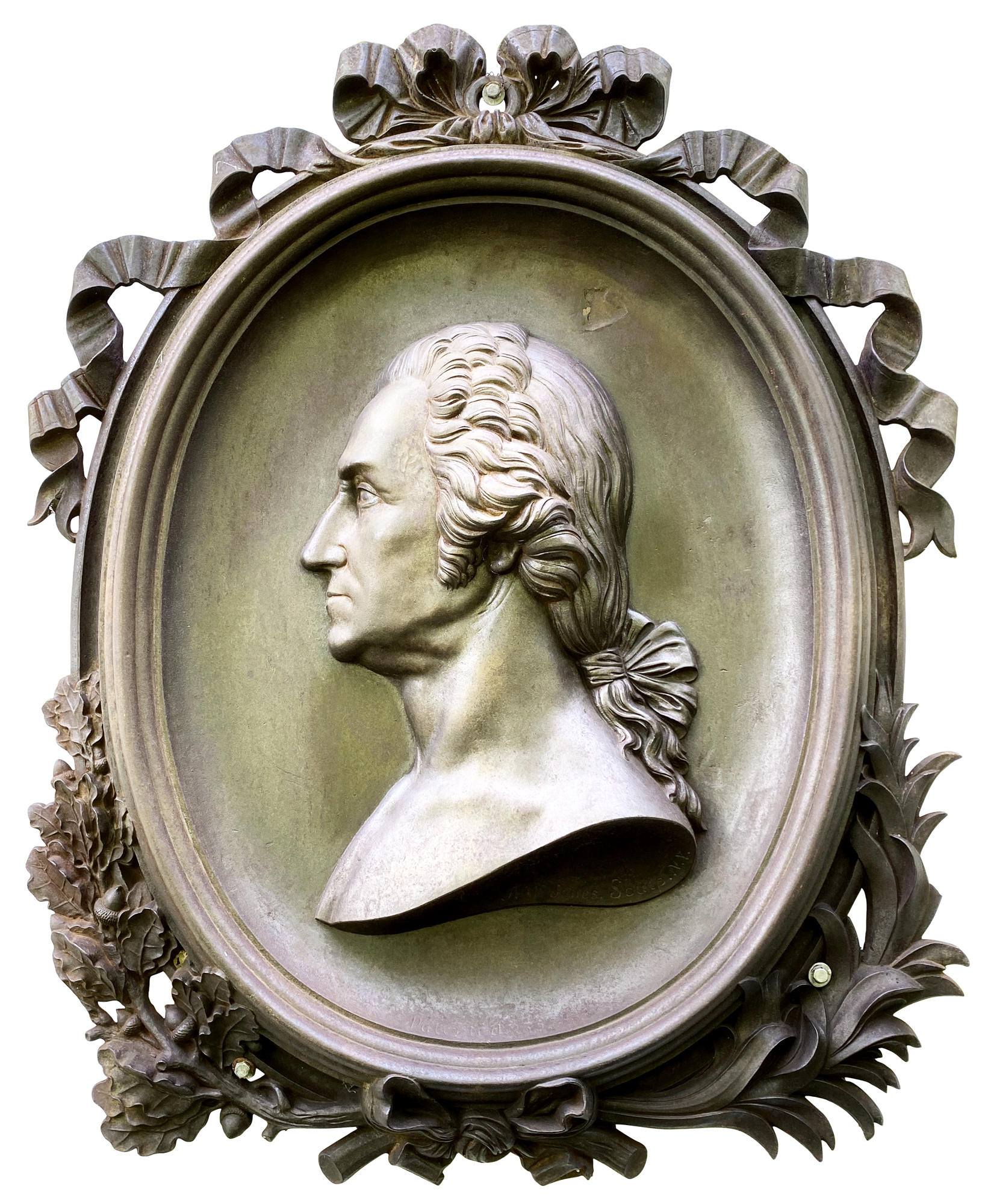 Lot image - Cast-Iron Portrait Wall Plaque Depicting George Washington