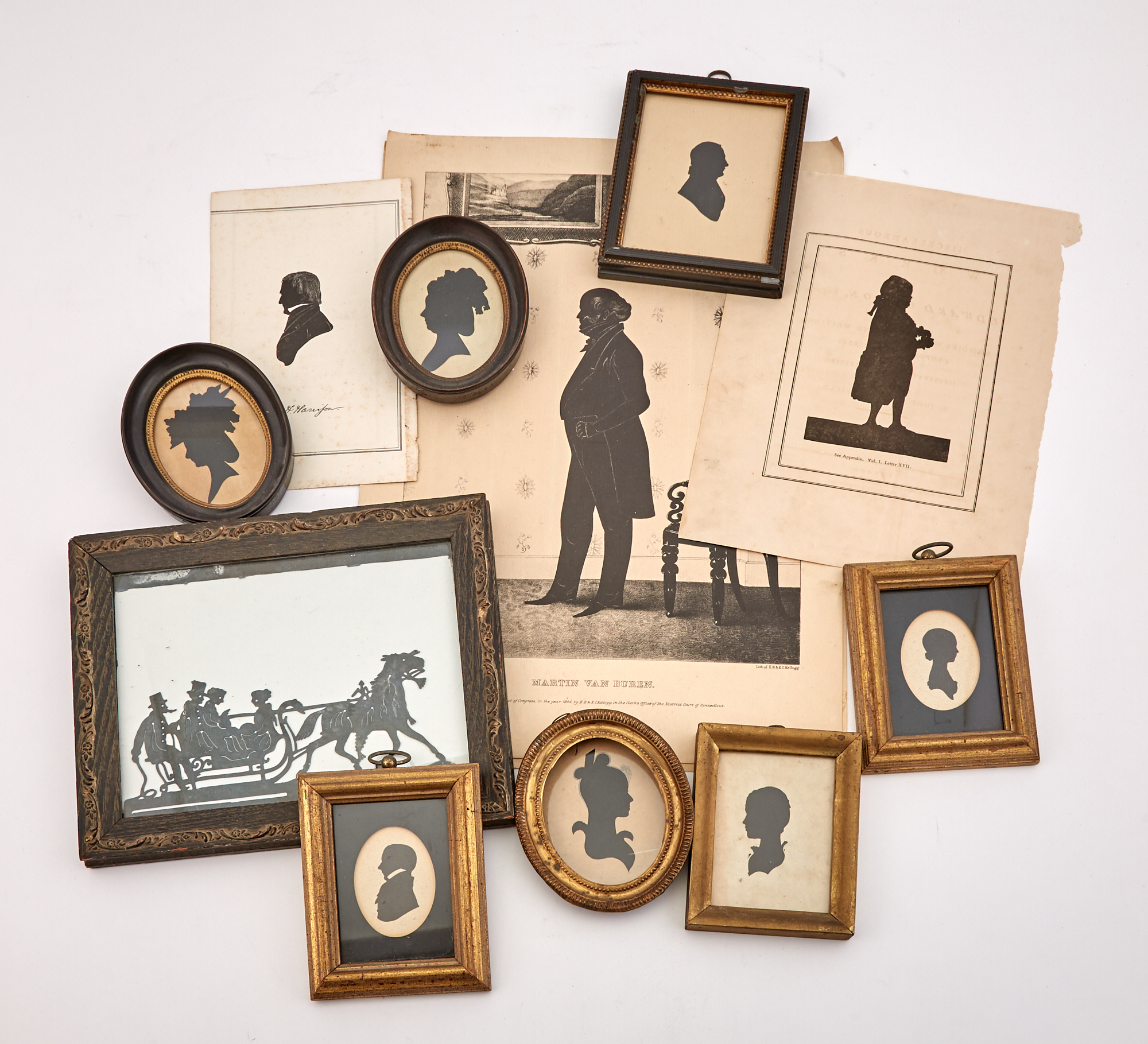 Lot image - Group of Eight Cutwork Silhouettes