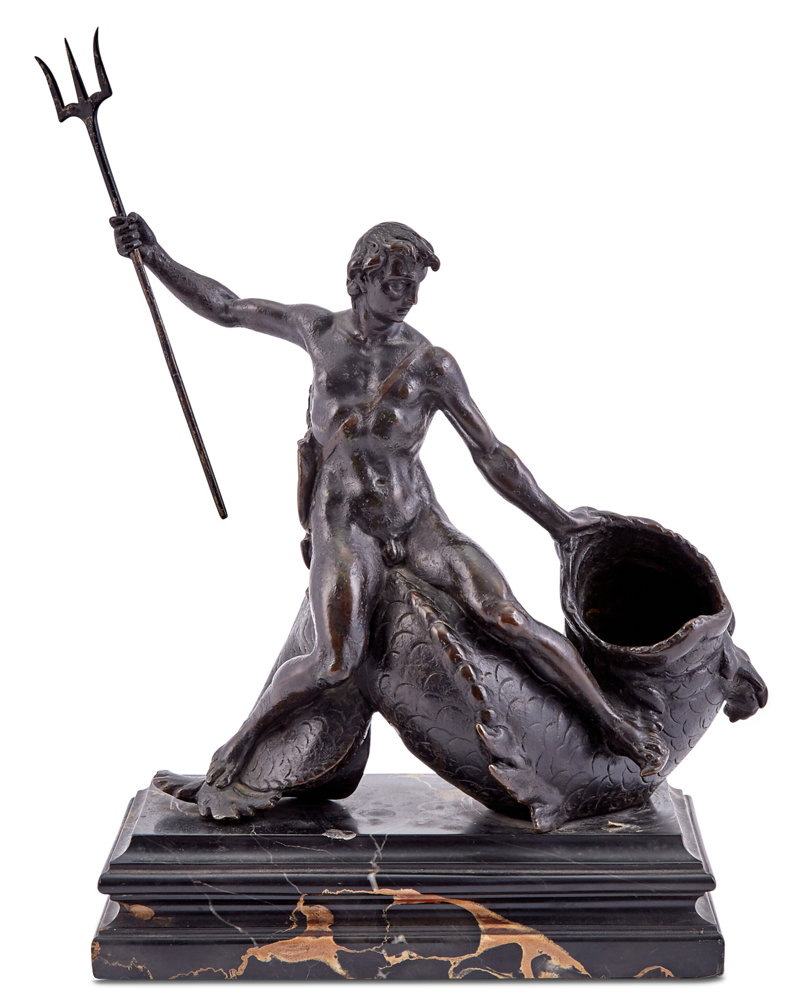 Lot image - Italian Renaissance Patinated-Bronze Salt Cellar or Inkwell