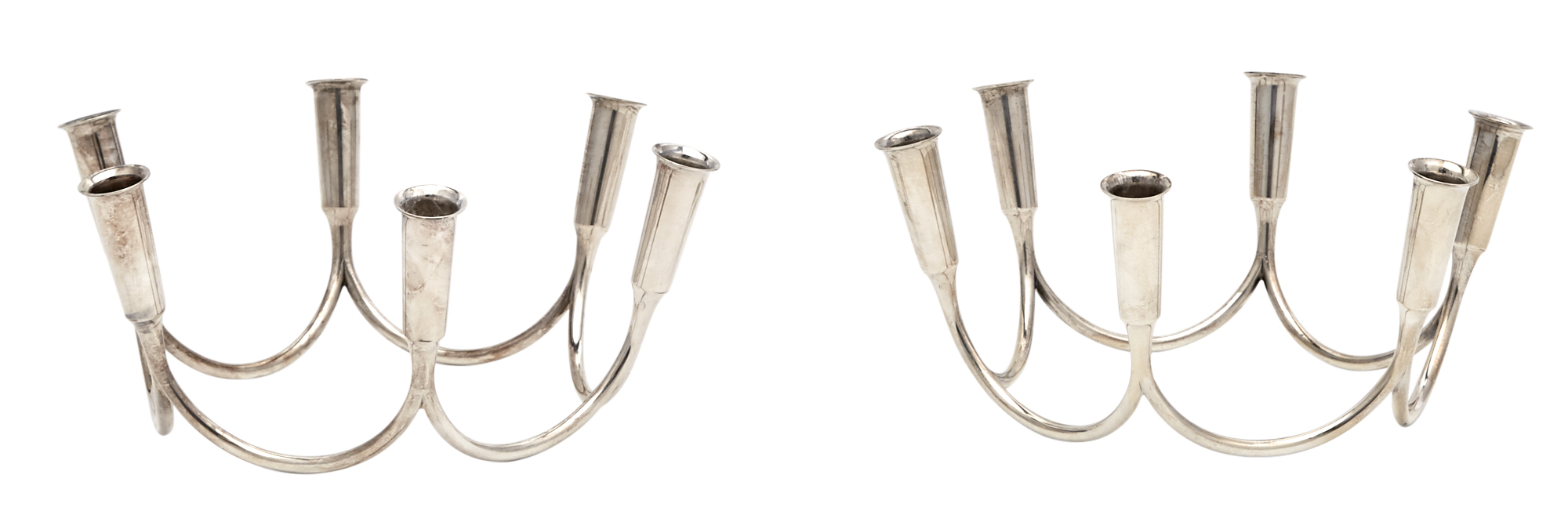 Lot image - Pair of A. Michelsen Sterling Silver Six-Light Candelabra