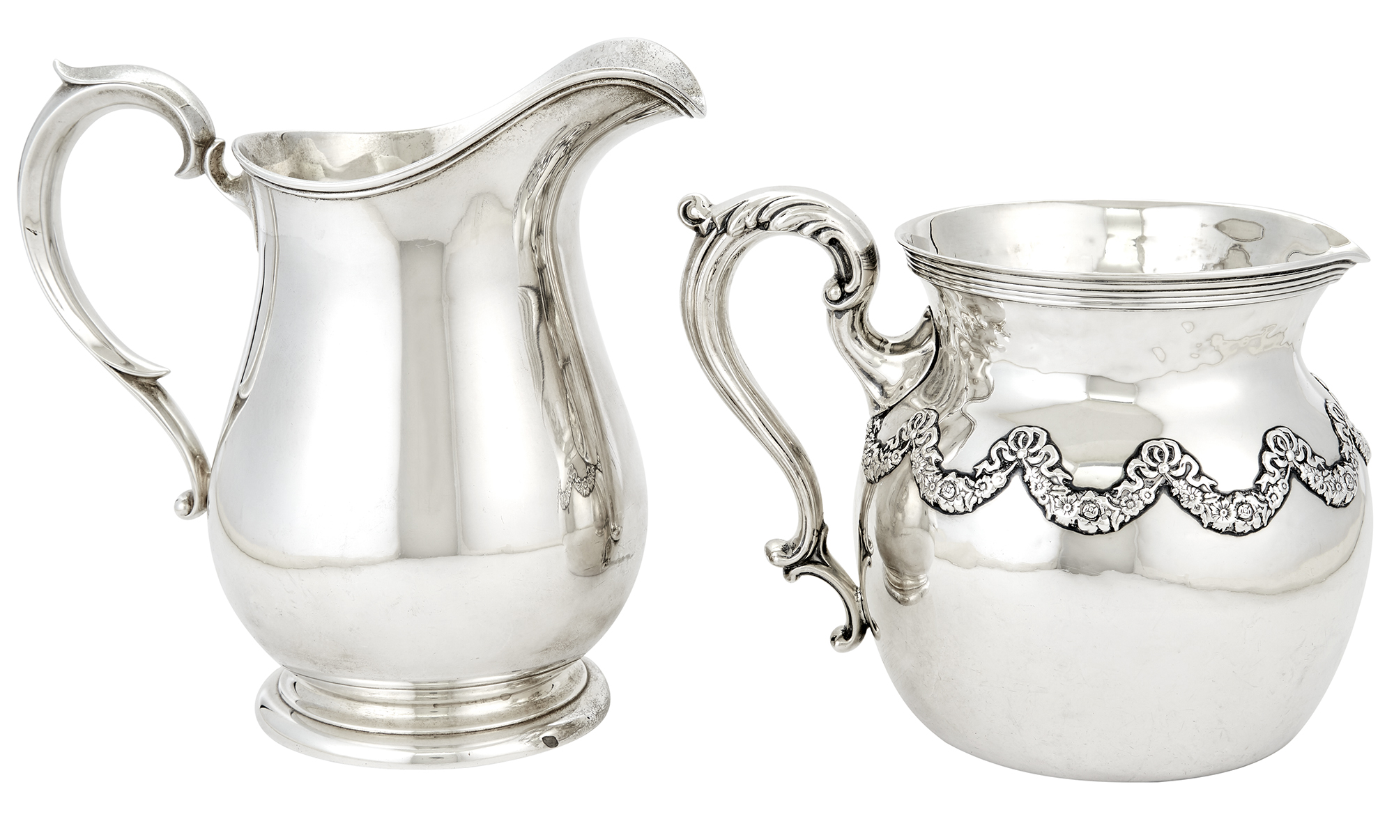 Lot image - Two American Sterling Silver Water Pitchers