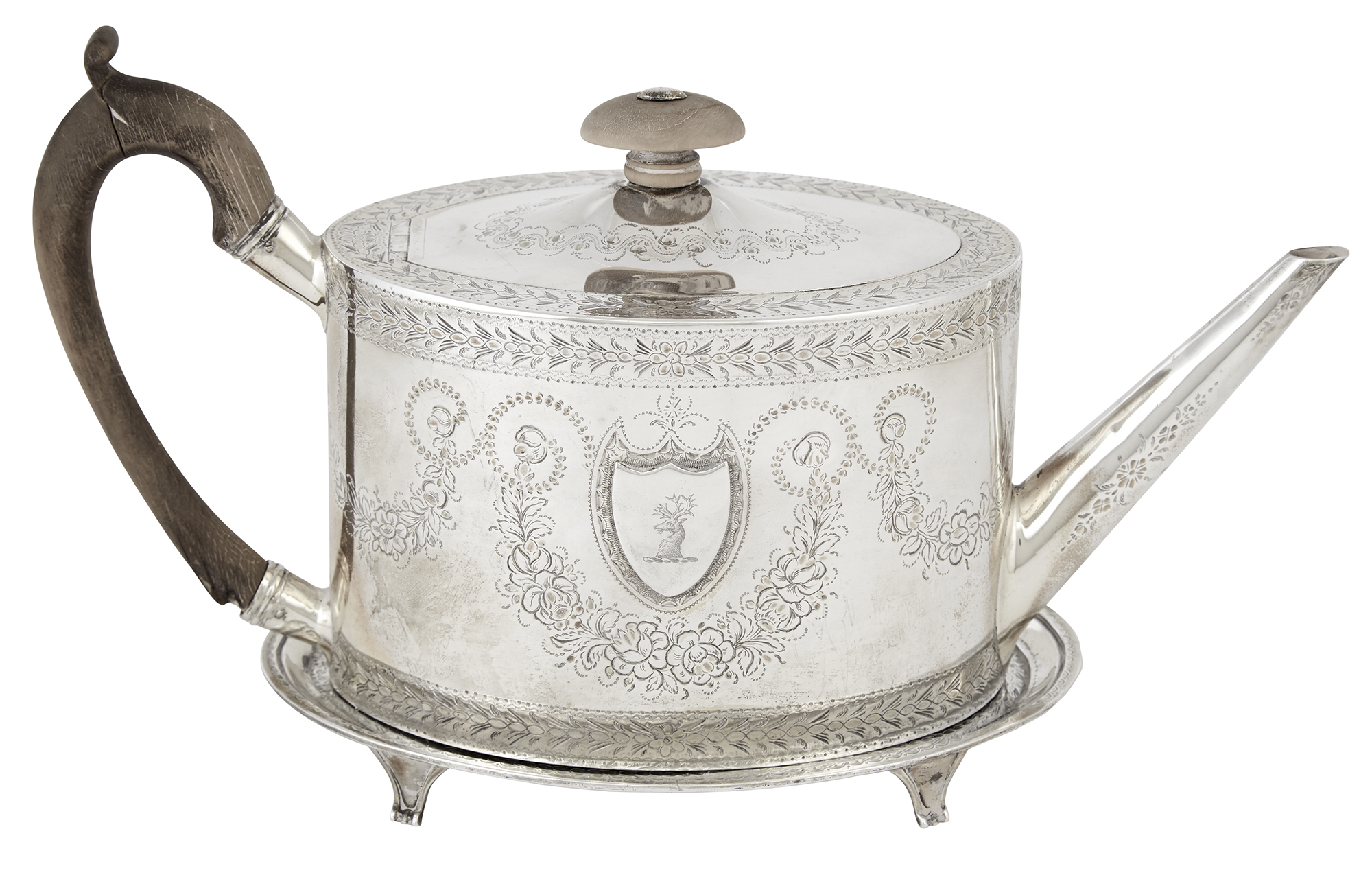 Lot image - George III Sterling Silver Teapot and Stand
