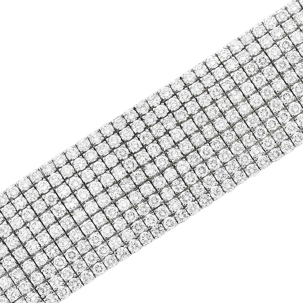 Lot image - Wide White Gold and Diamond Bracelet