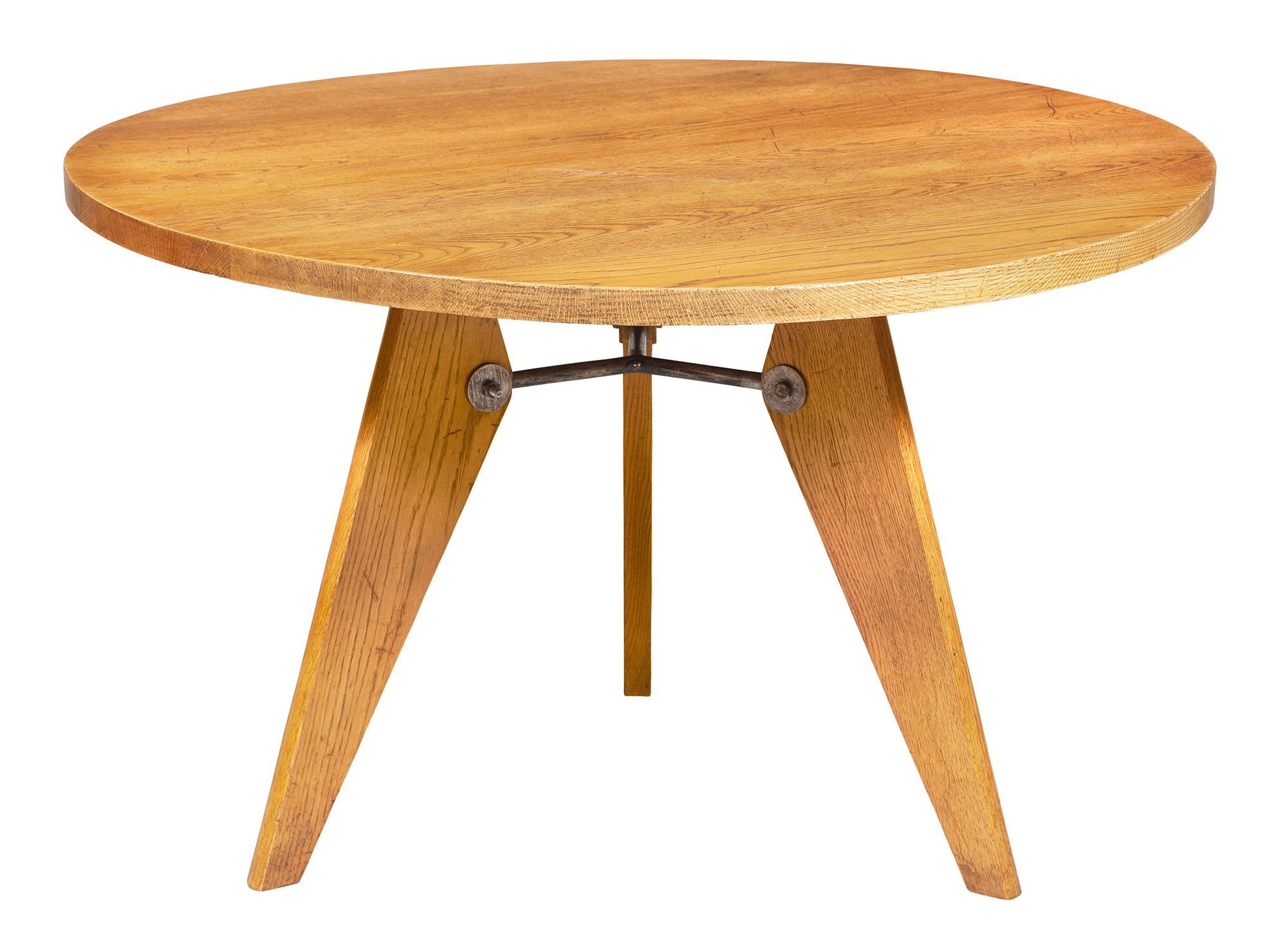 Lot image - Jean Prouvé Oak and Painted Steel Gueridon