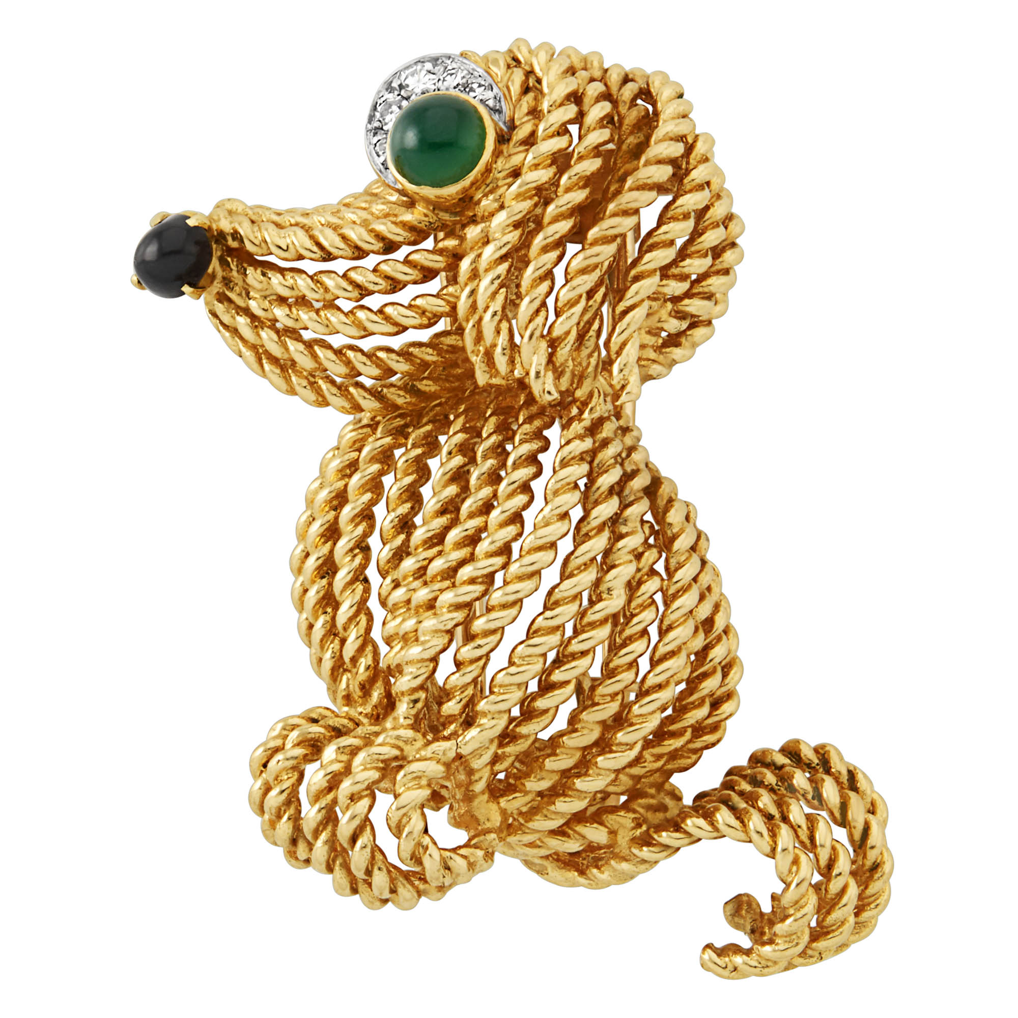 Lot image - Gold, Platinum and Gem-Set Dog Clip-Brooch, Boucheron, Paris