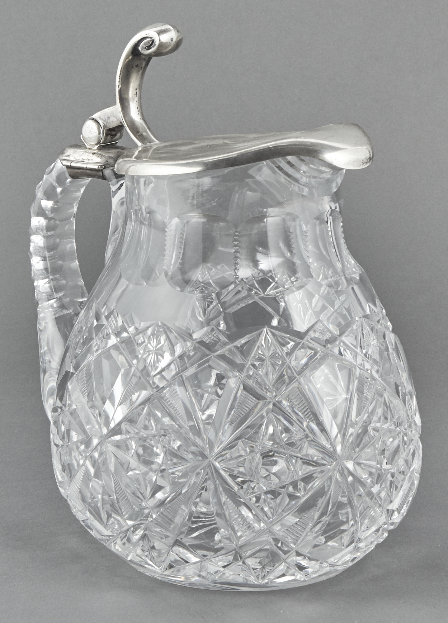Lot image - Continental 800 Quality Silver Mounted Cut Glass Pitcher