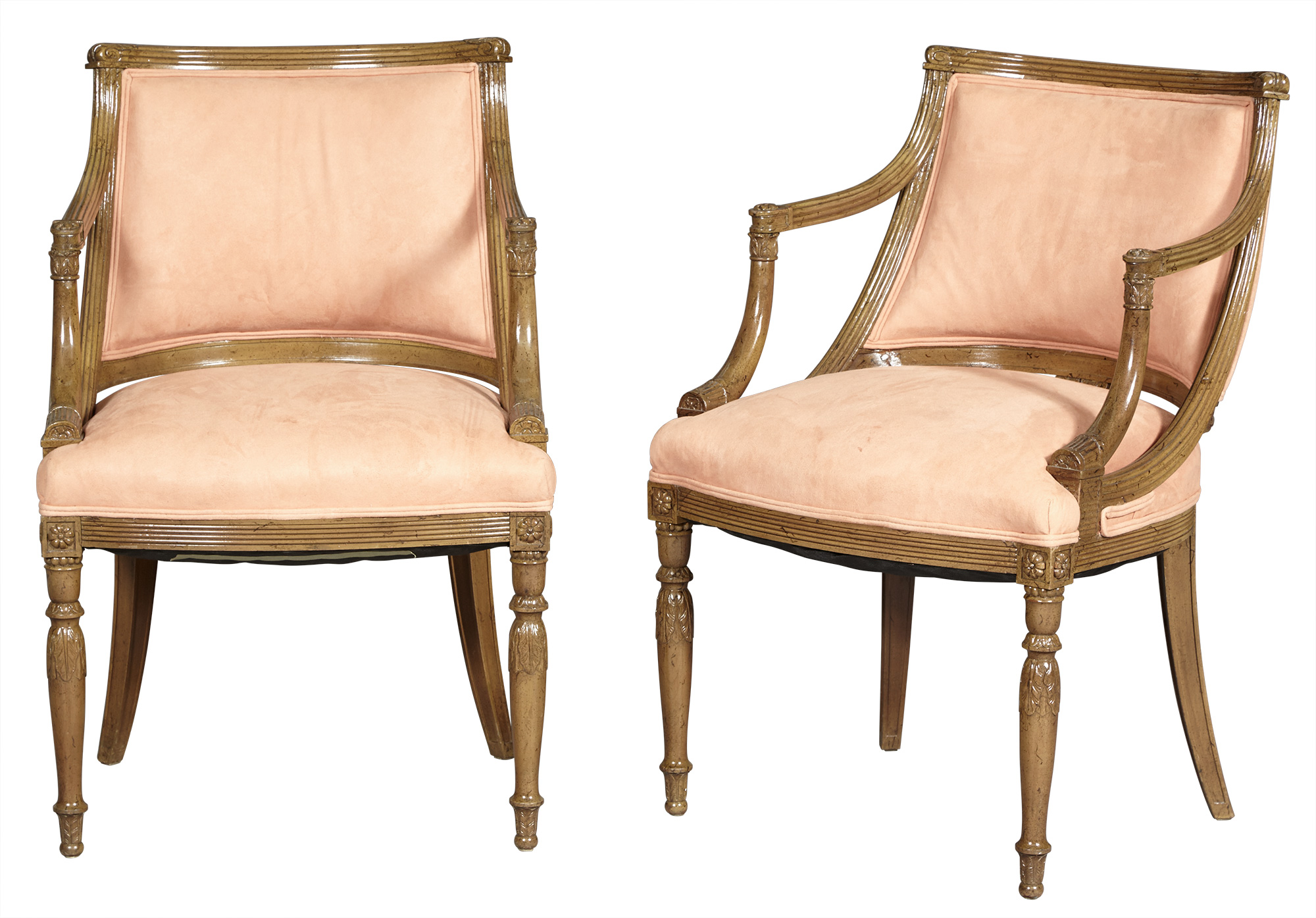 Lot image - Pair of Empire Style Painted Armchairs