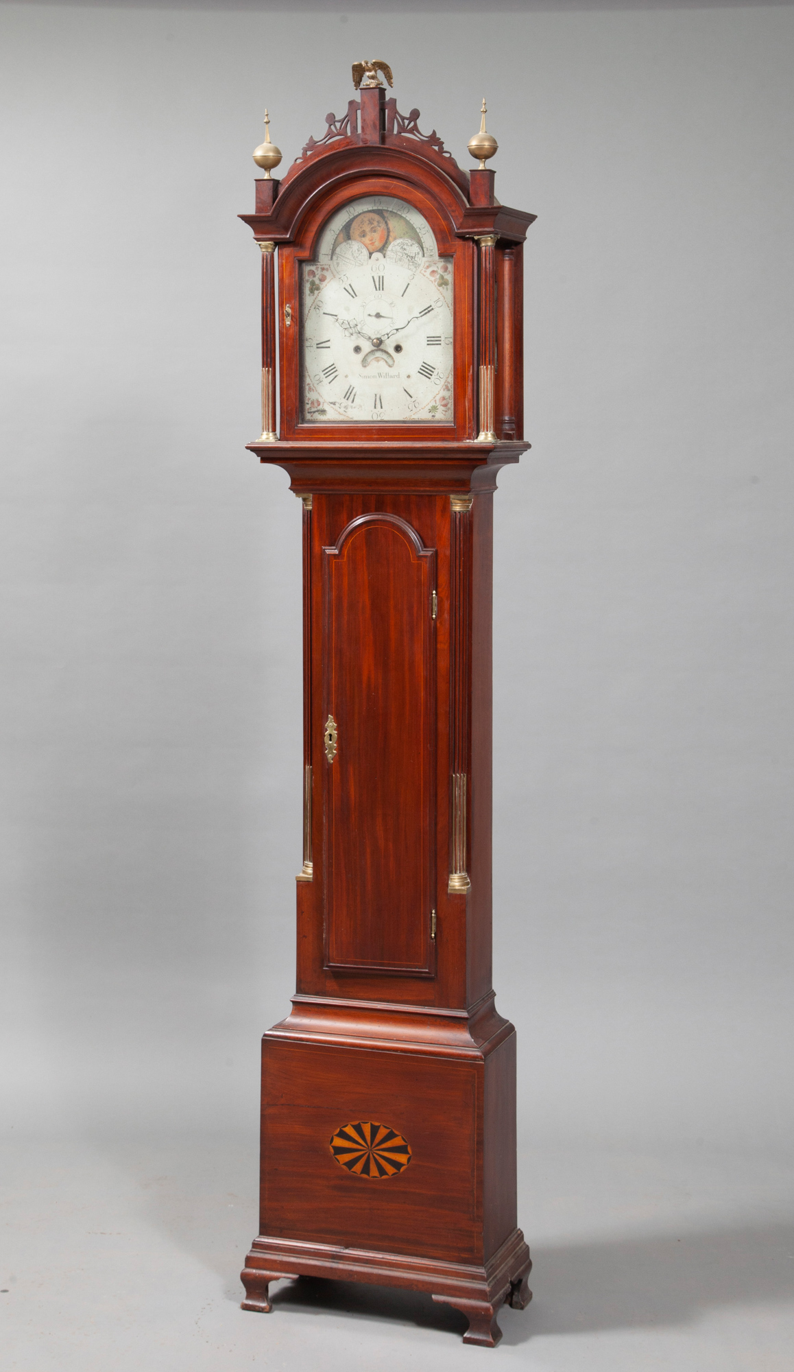 Lot image - Federal Inlaid Mahogany Tall Case Clock