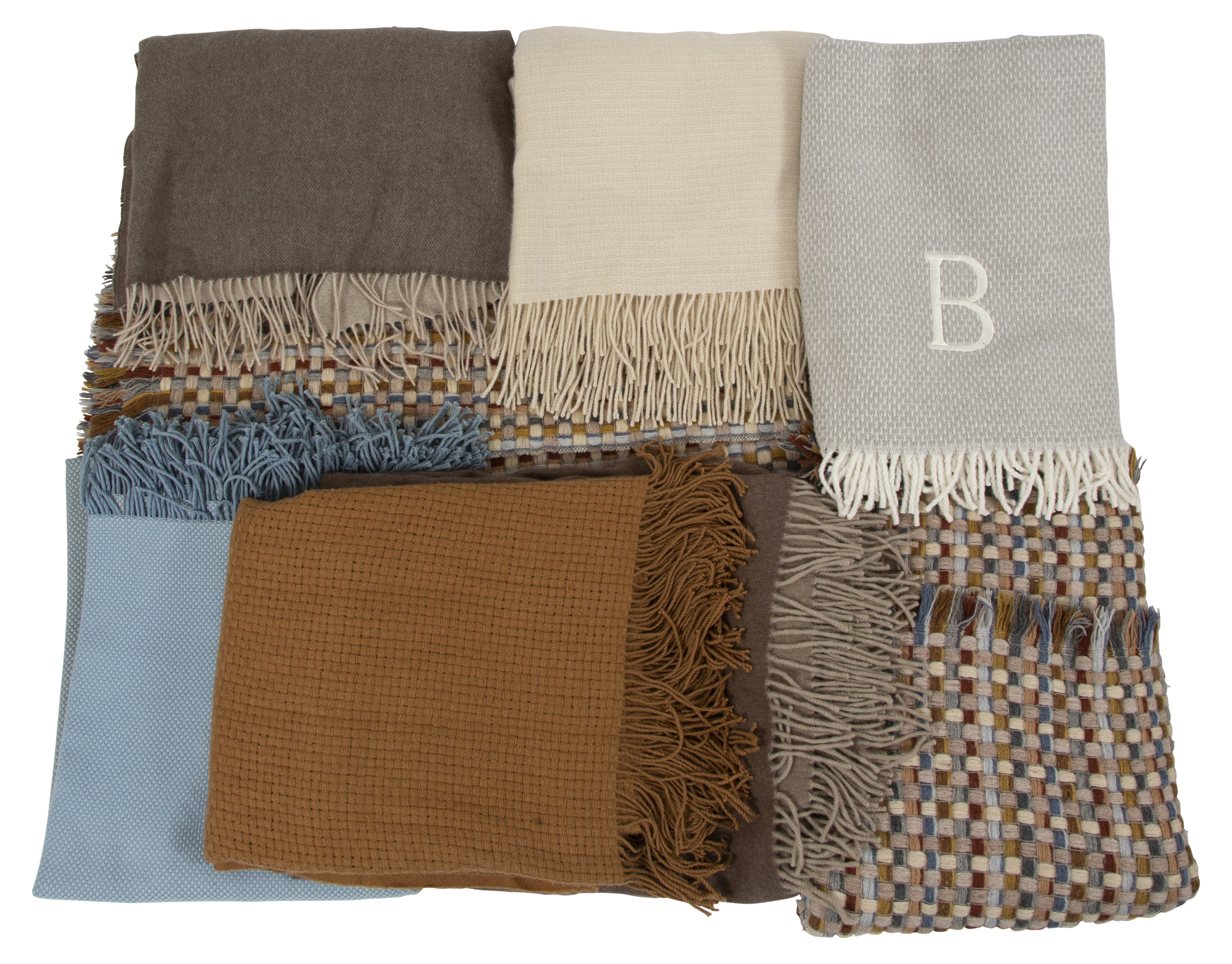 Lot image - Group of Eight Cashmere and Other Throw Blankets