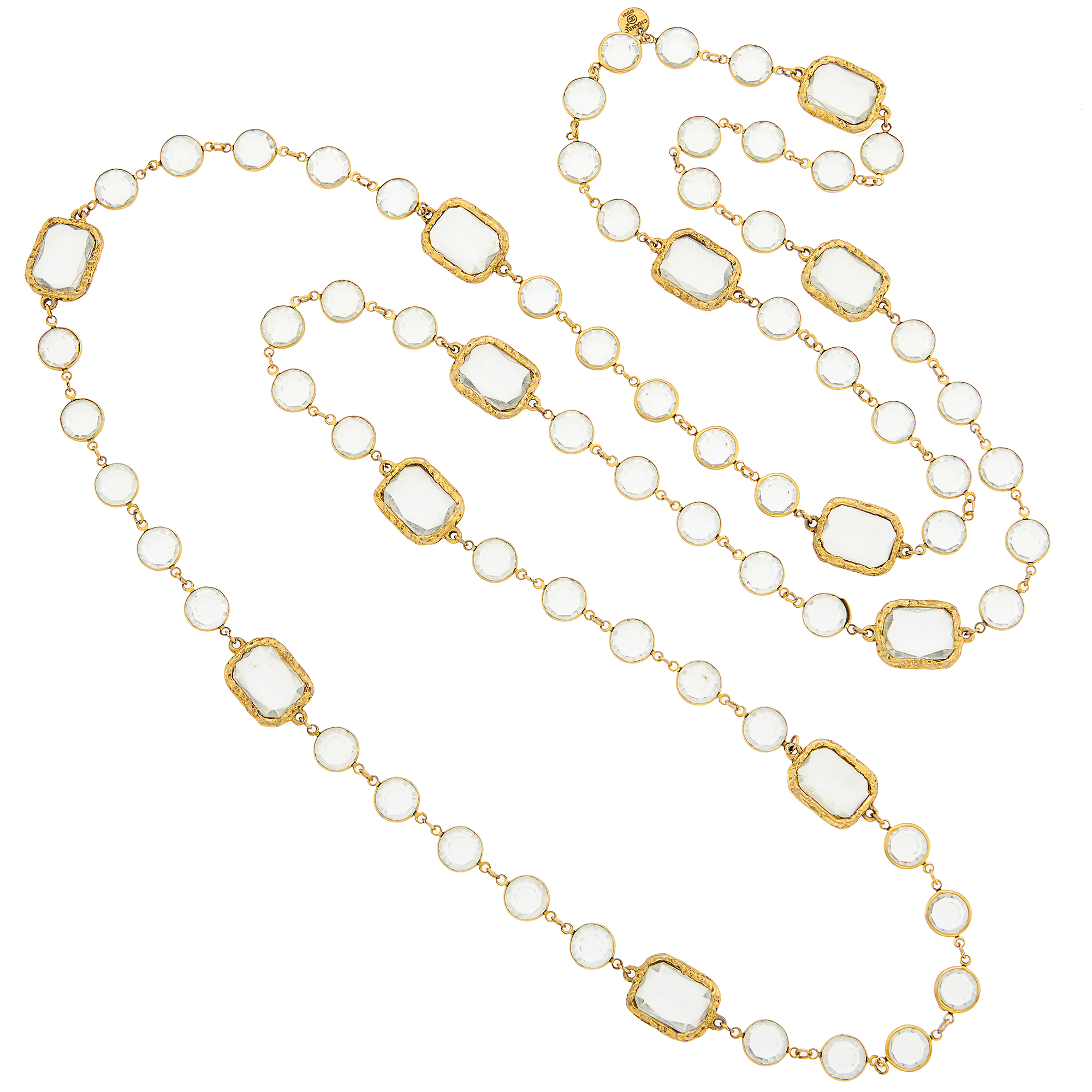 Lot image - Chanel Long Glass Chicklet Chain Necklace