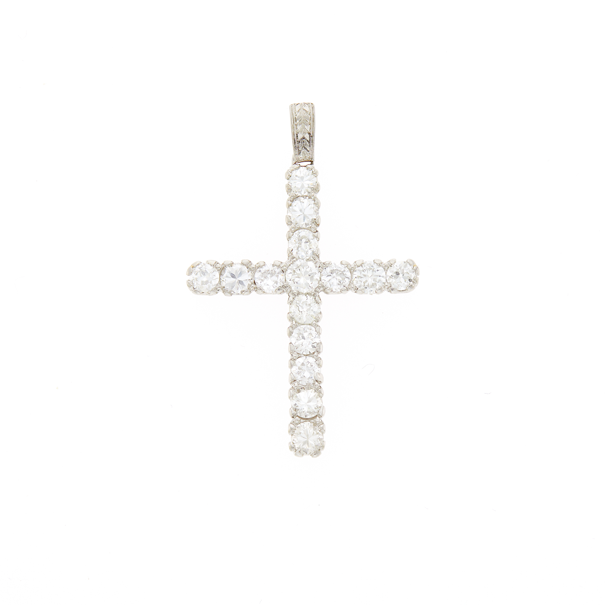 Lot image - Platinum and Diamond Cross Pendant