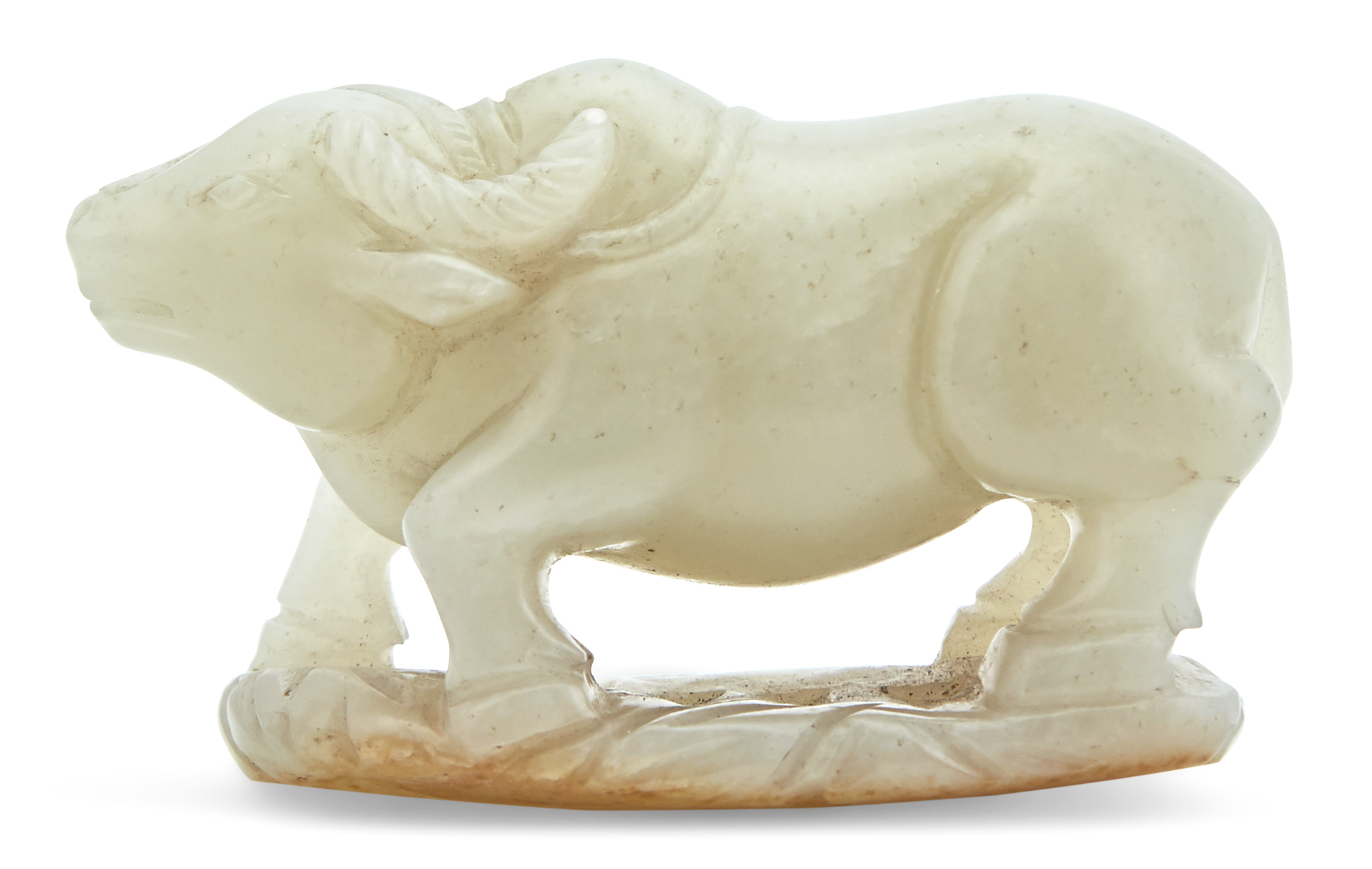 Lot image - A Chinese White Jade Carving of a Buffalo