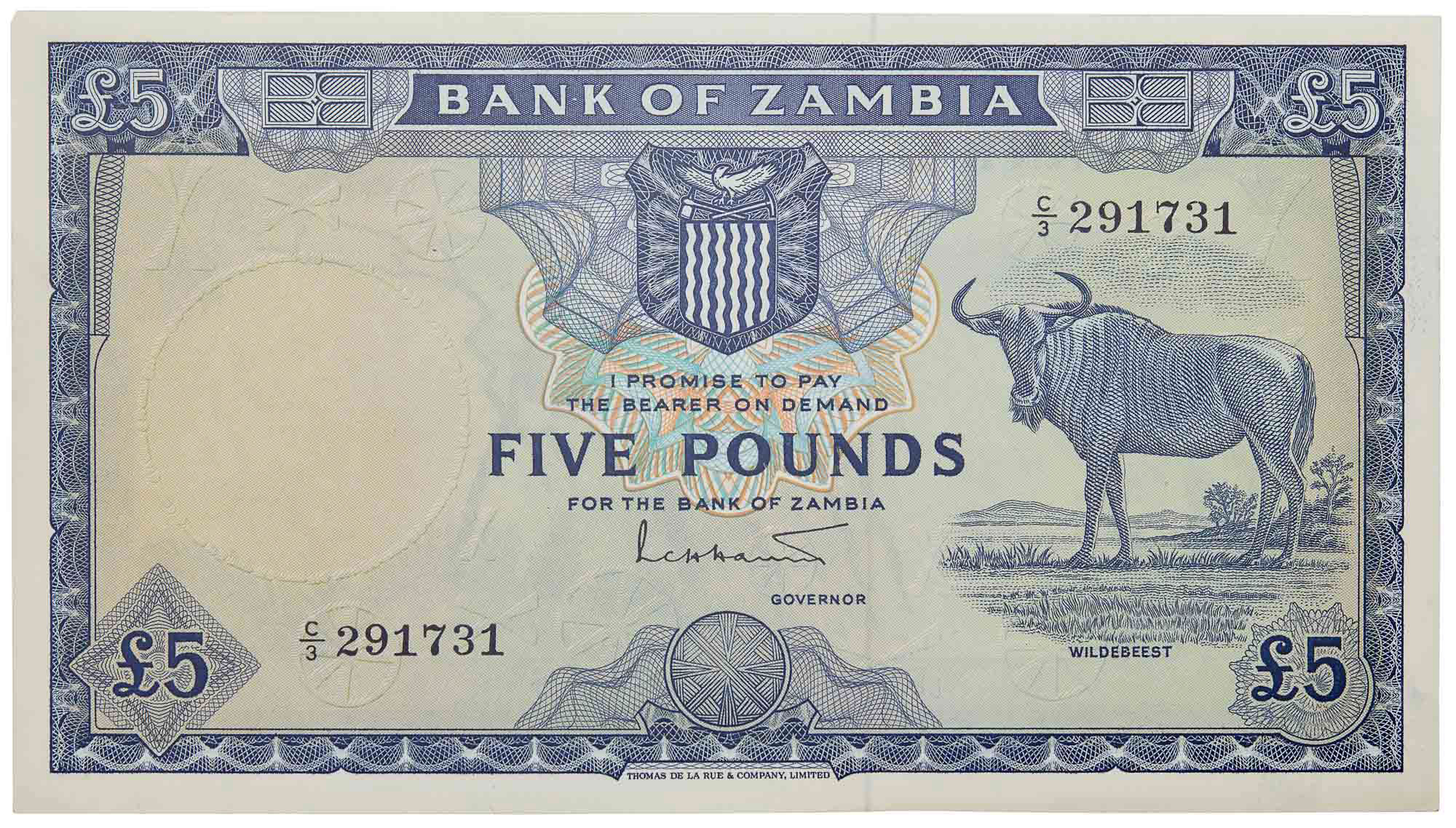 Lot image - Zambia No Date (1964) Five Pound KM 3