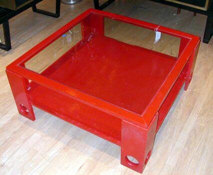 Lot image - Painted Wood and Glass Low Table