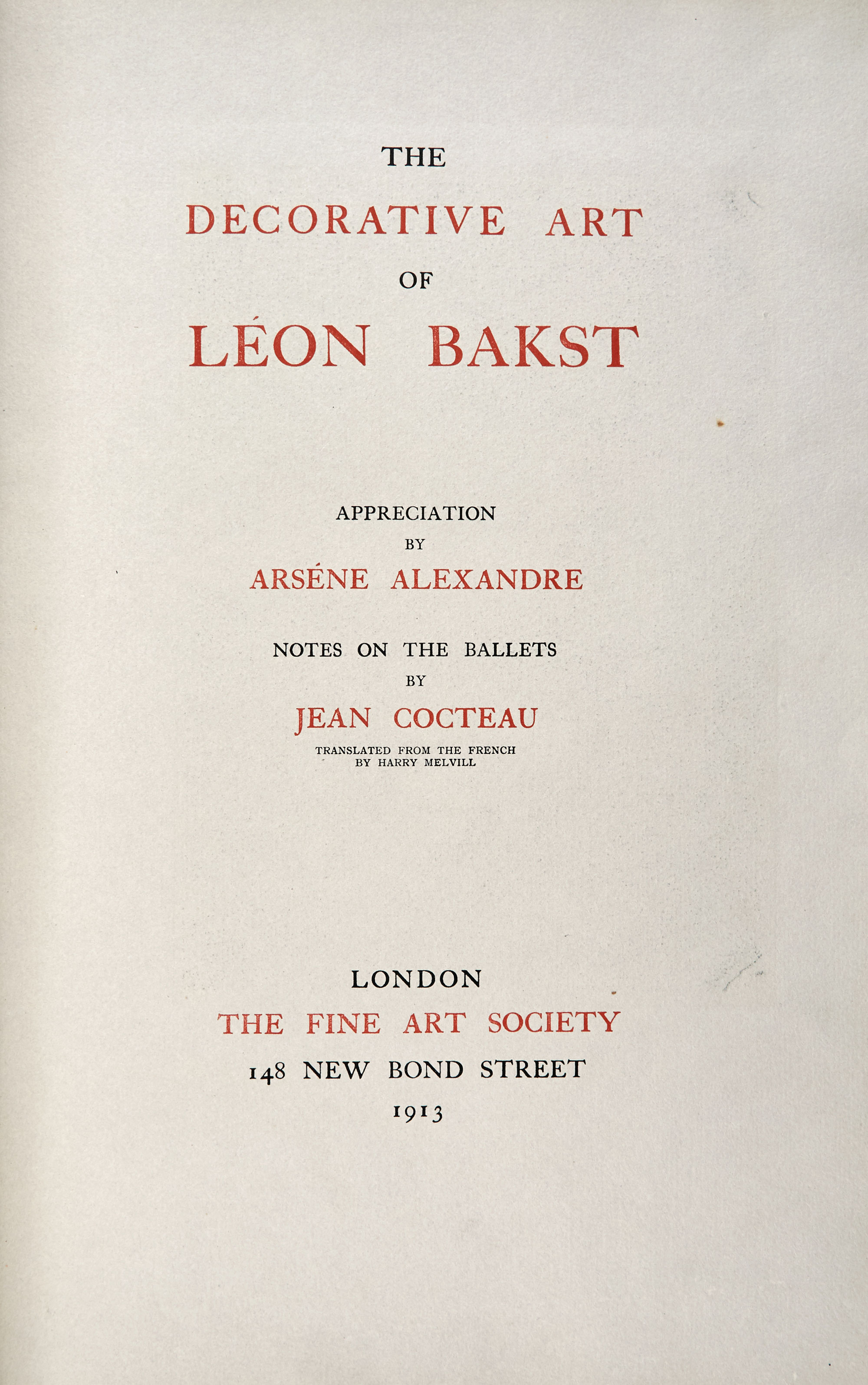 Lot image - [BAKST, LEON] ALEXANDRE, ARSENE. The Decorative Art of Leon Bakst.
