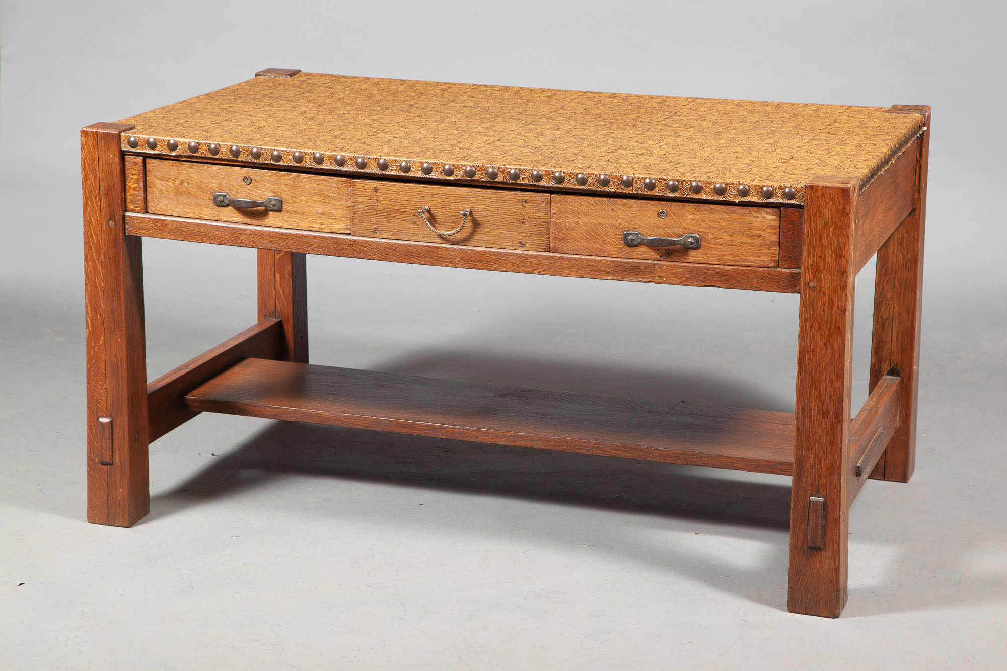 Lot image - Arts and Crafts Oak Desk