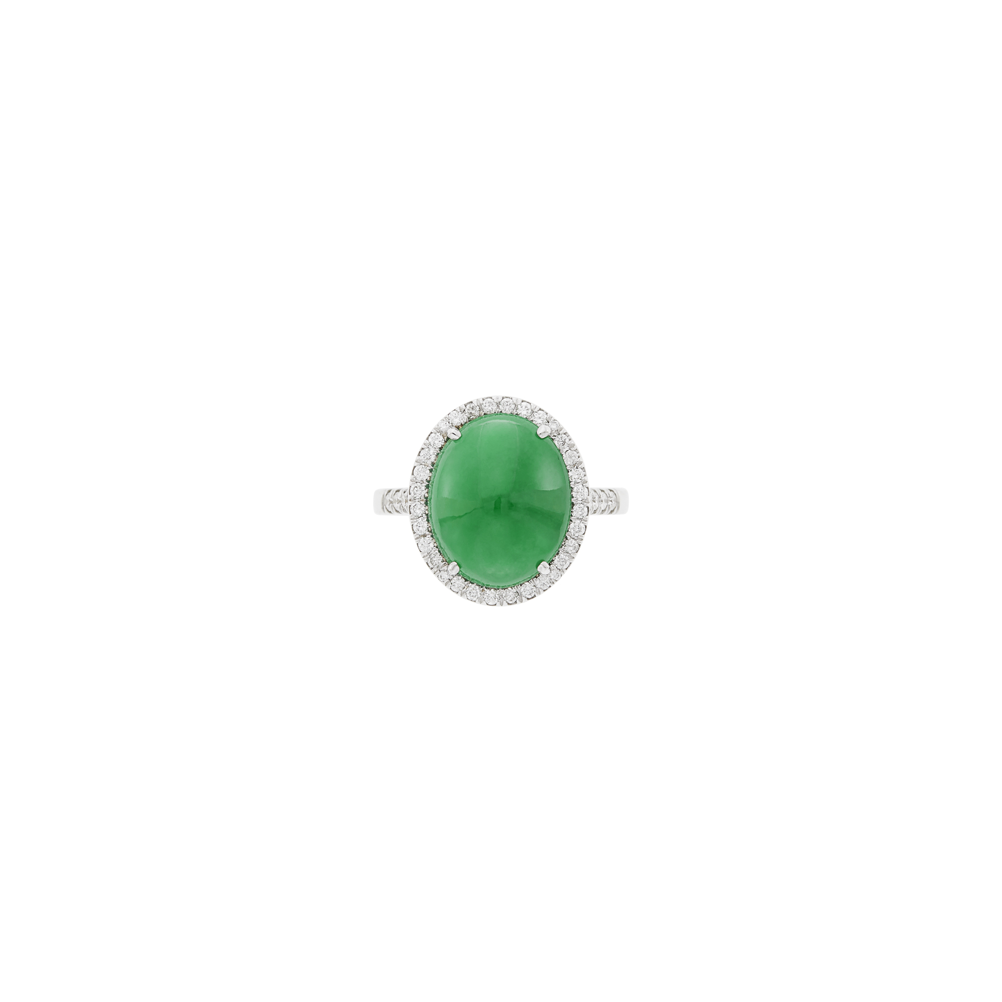 Lot image - White Gold, Jade and Diamond Ring