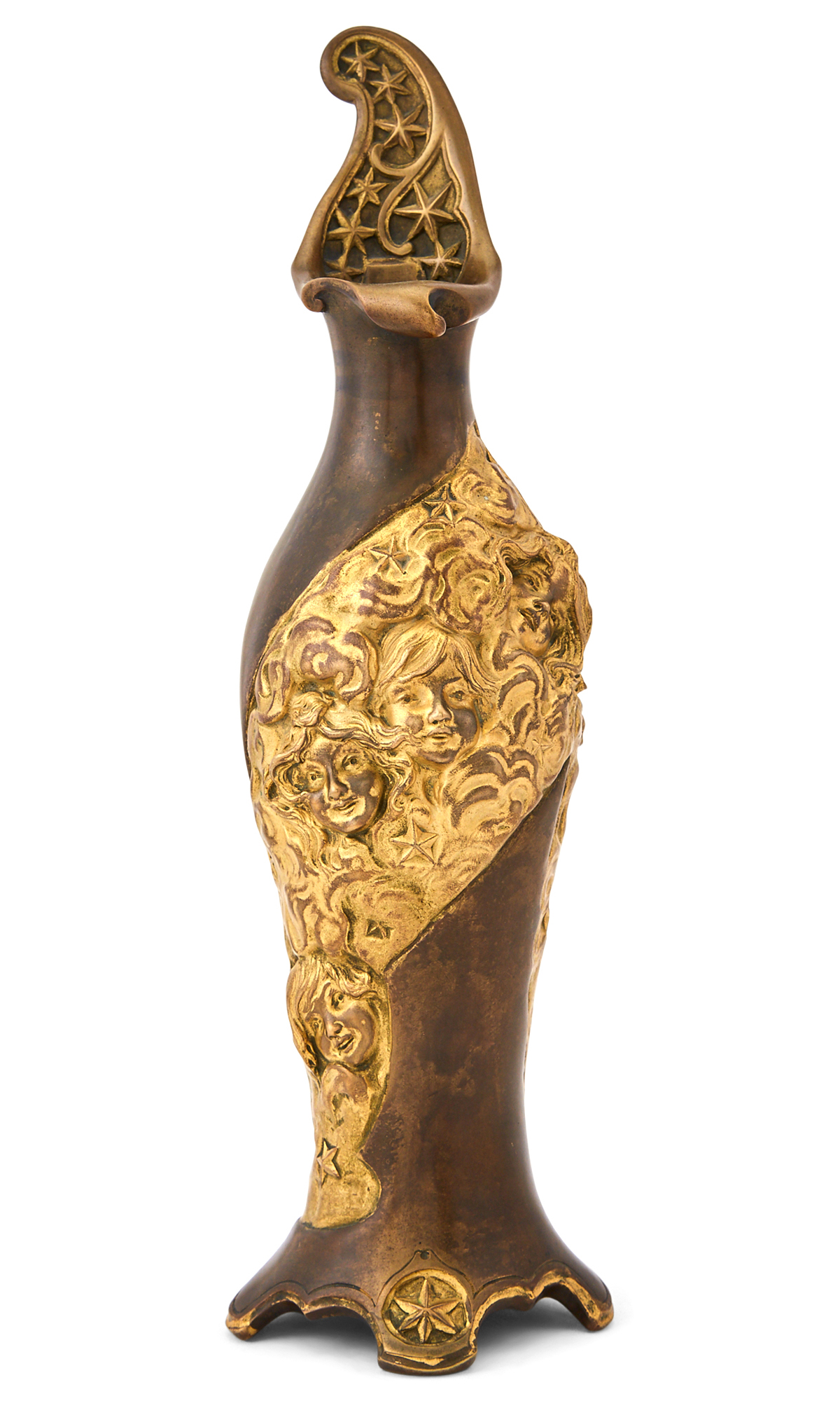 Lot image - Czechoslovakian Art Nouveau Gilt and Patinated Bronze Bud Vase