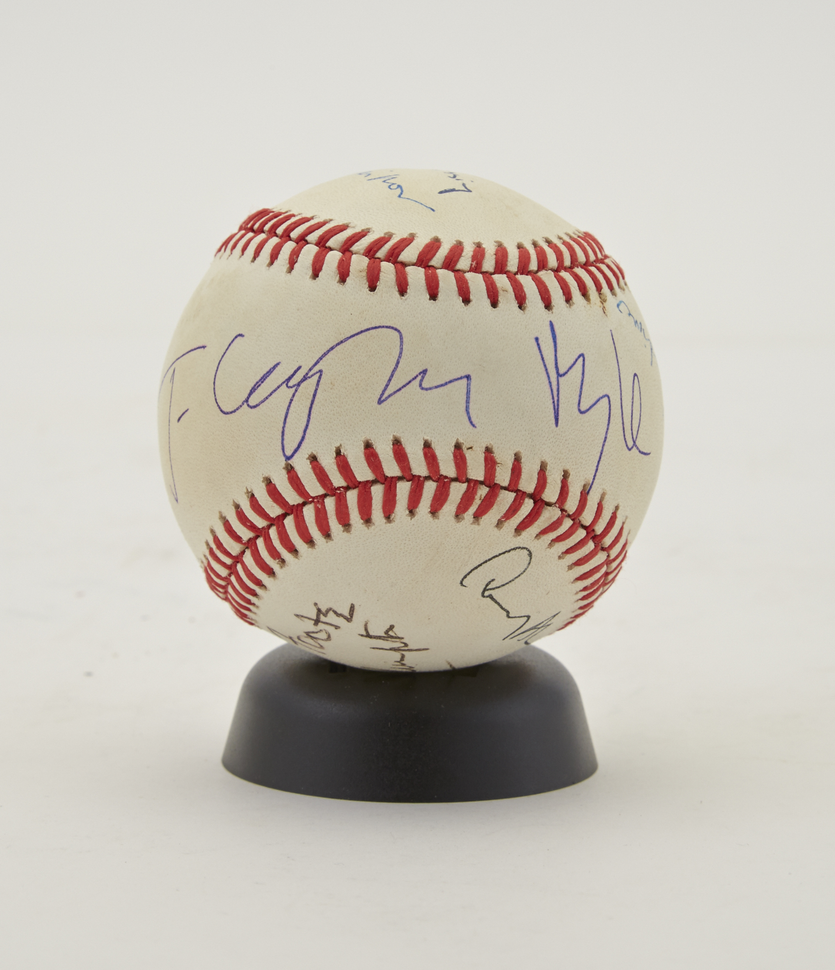 Lot image - [BASEBALL-AUTHORS]  Baseball signed by approximately seven 20th century authors.