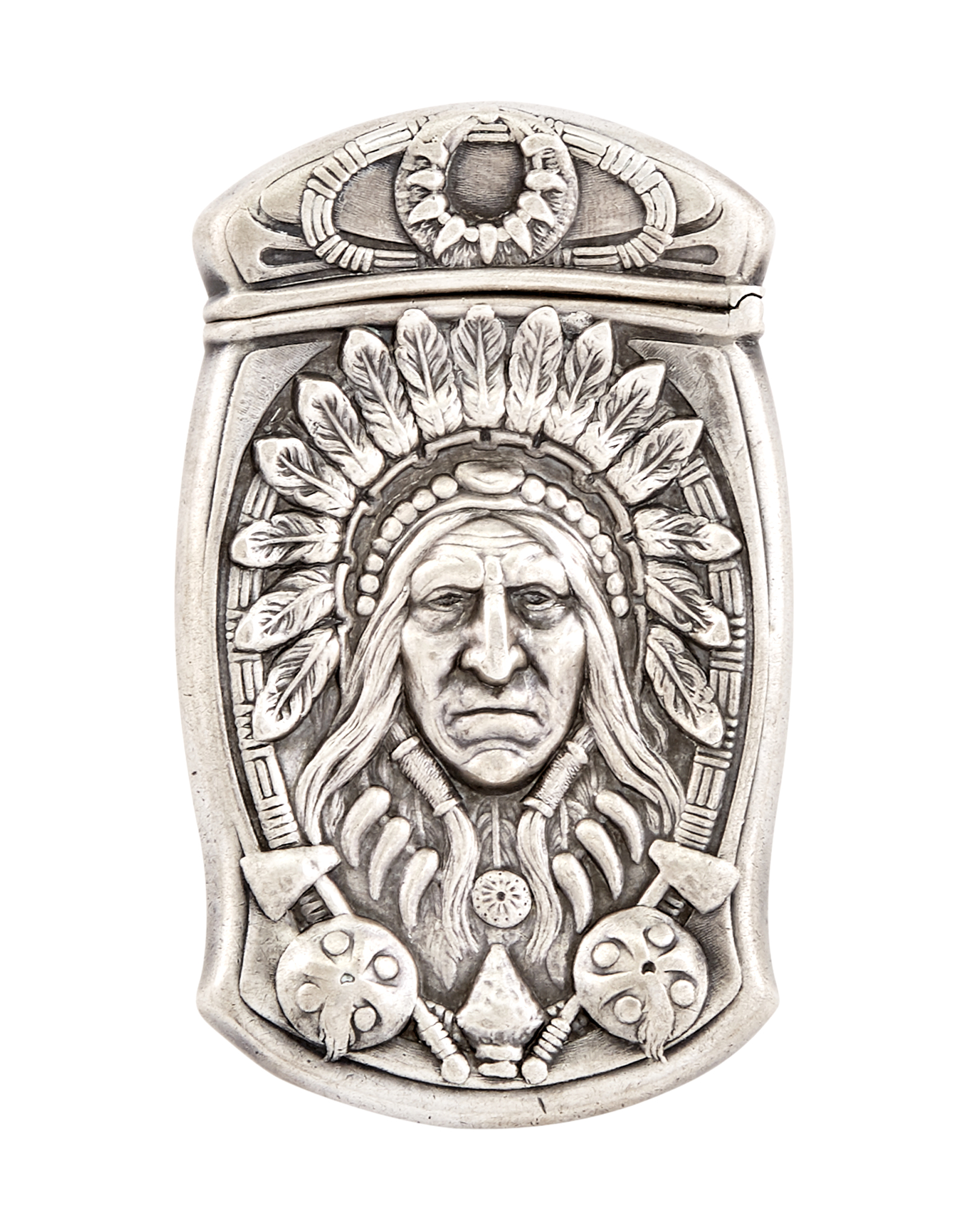Lot image - Gorham Sterling Silver Indian Chief Match Safe