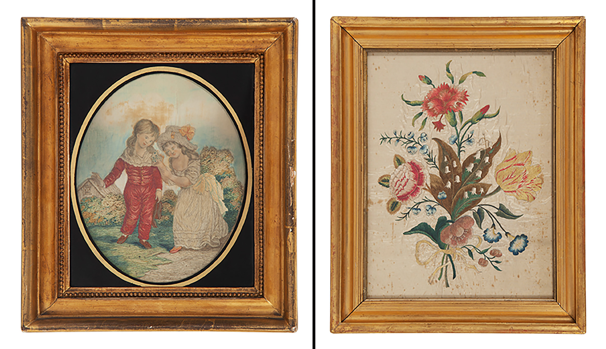 Lot image - Two George III Framed Needlework Pictures