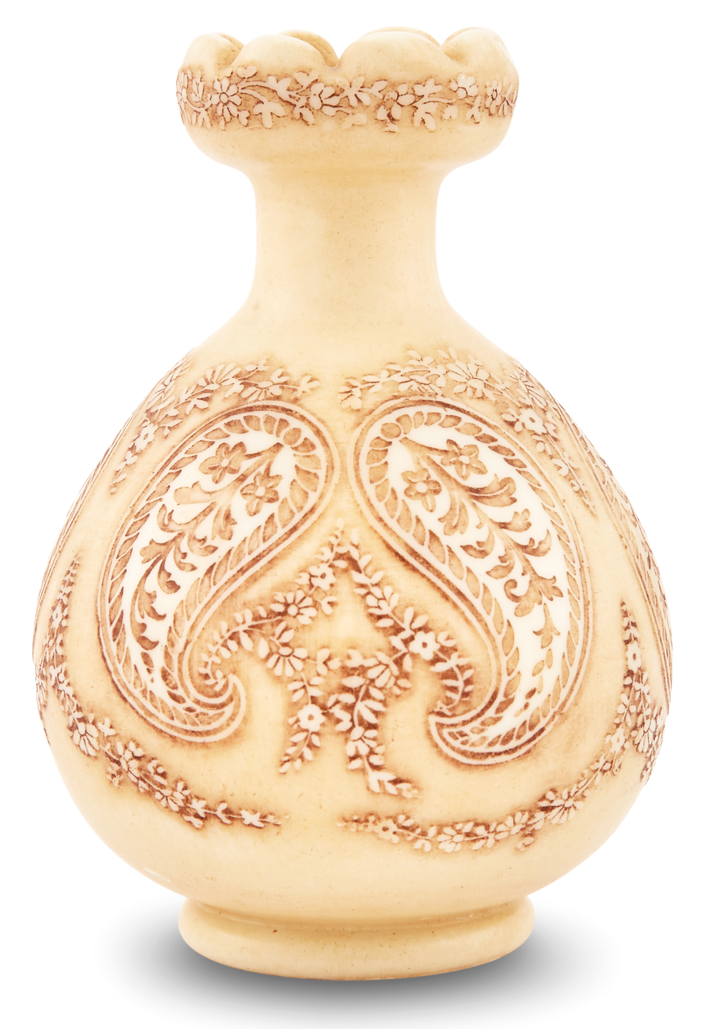 Lot image - Thomas Webb & Sons Acid-Etched Old Ivory Glass Cabinet Vase