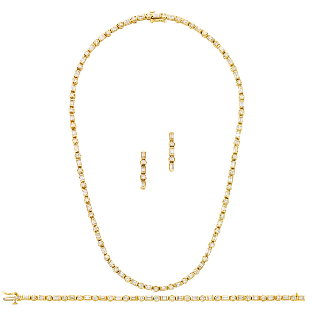 Lot image - Suite of Gold and Diamond Jewelry