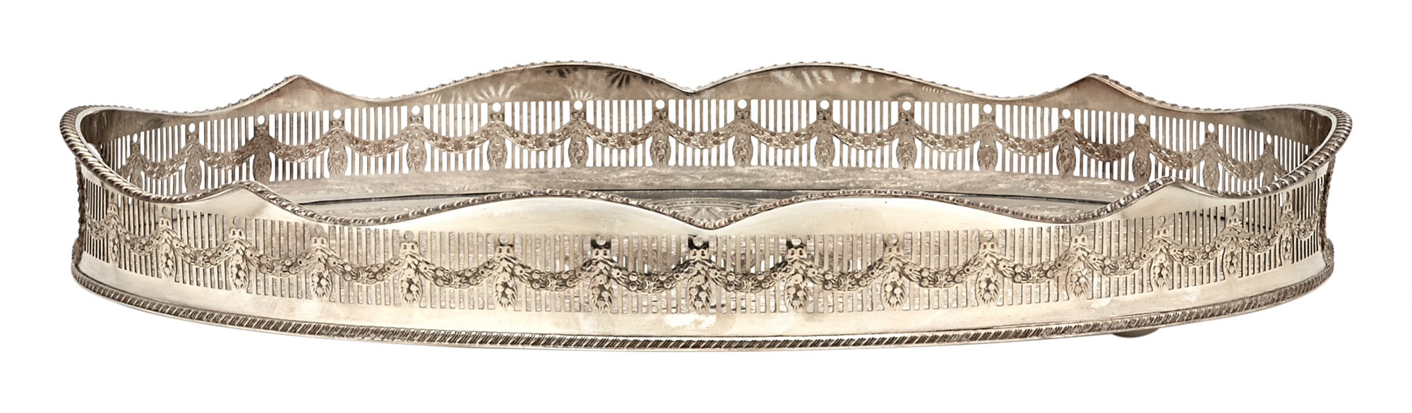 Lot image - Viners Ltd. Silver Plated Oval Galleried Footed Tray