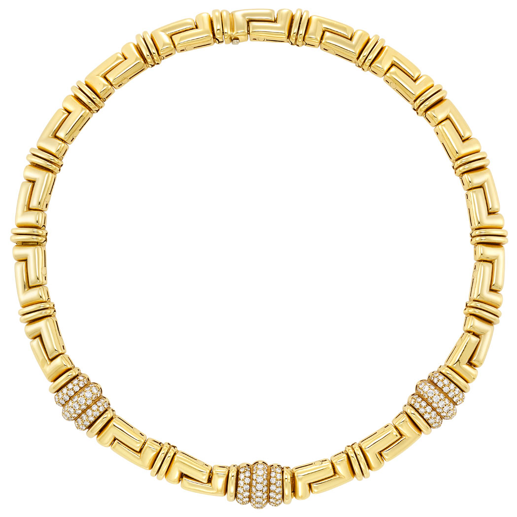 Lot image - Gold and Diamond Necklace, Bulgari