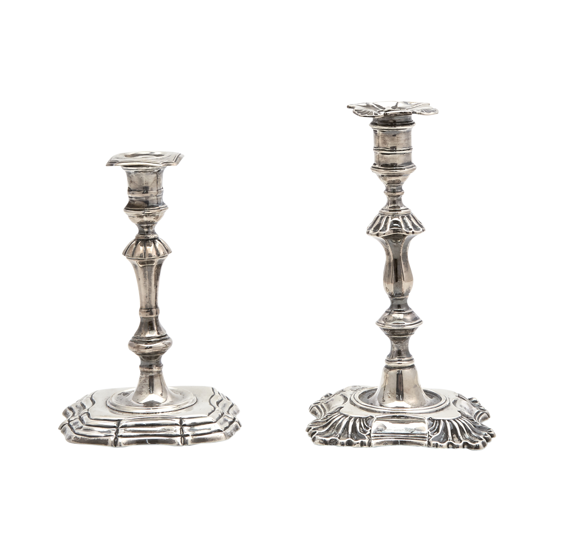 Lot image - Two English Sterling Silver Tapersticks