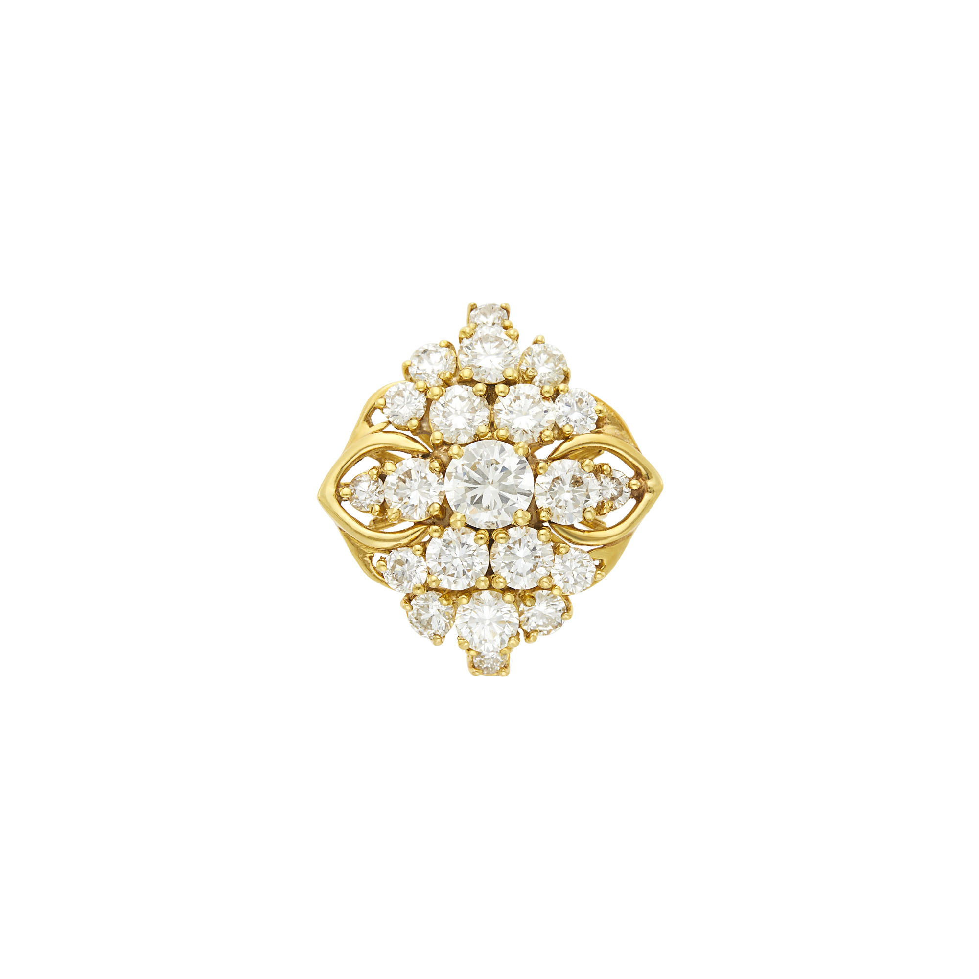 Lot image - Gold and Diamond Cluster Ring