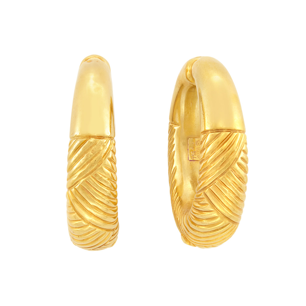 Lot image - Pair of Gold Hoop Earrings, Ilias Lalaounis